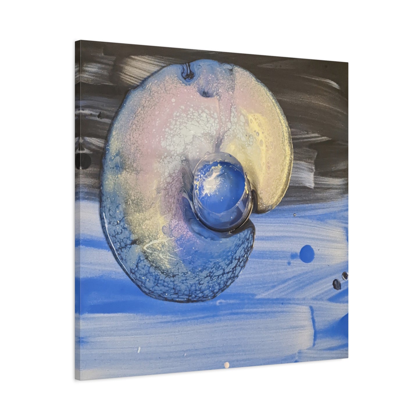 the nautilus - Abstract Blue Spiral Matte Canvas Art - Nautical Coastal Wall Decor