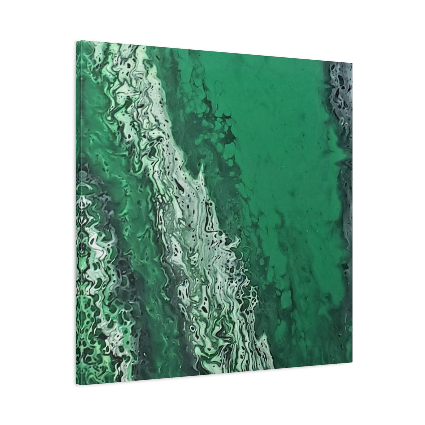Emerald Wave Abstract Canvas Print — Matte Stretched Wall Art