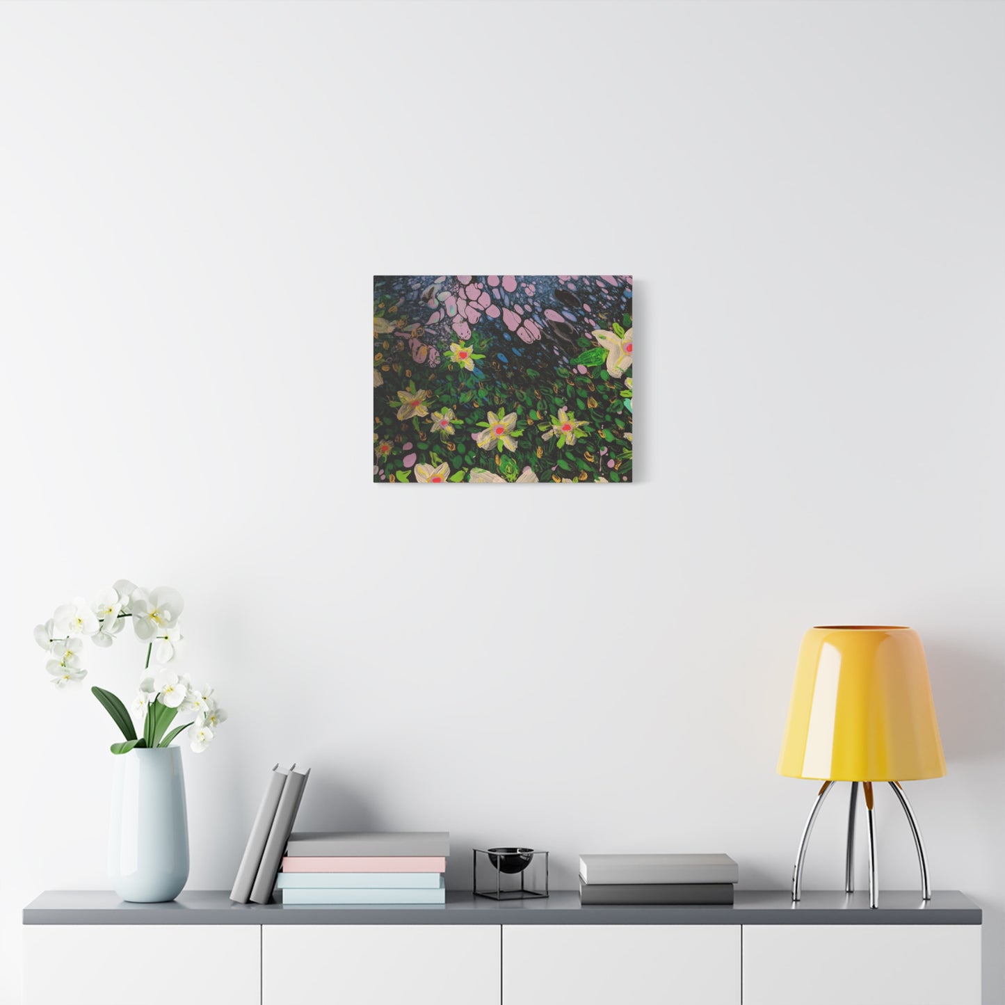Floetrol&Flowers - Night Pour Garden Matte Canvas Print — Stretched Wall Art
