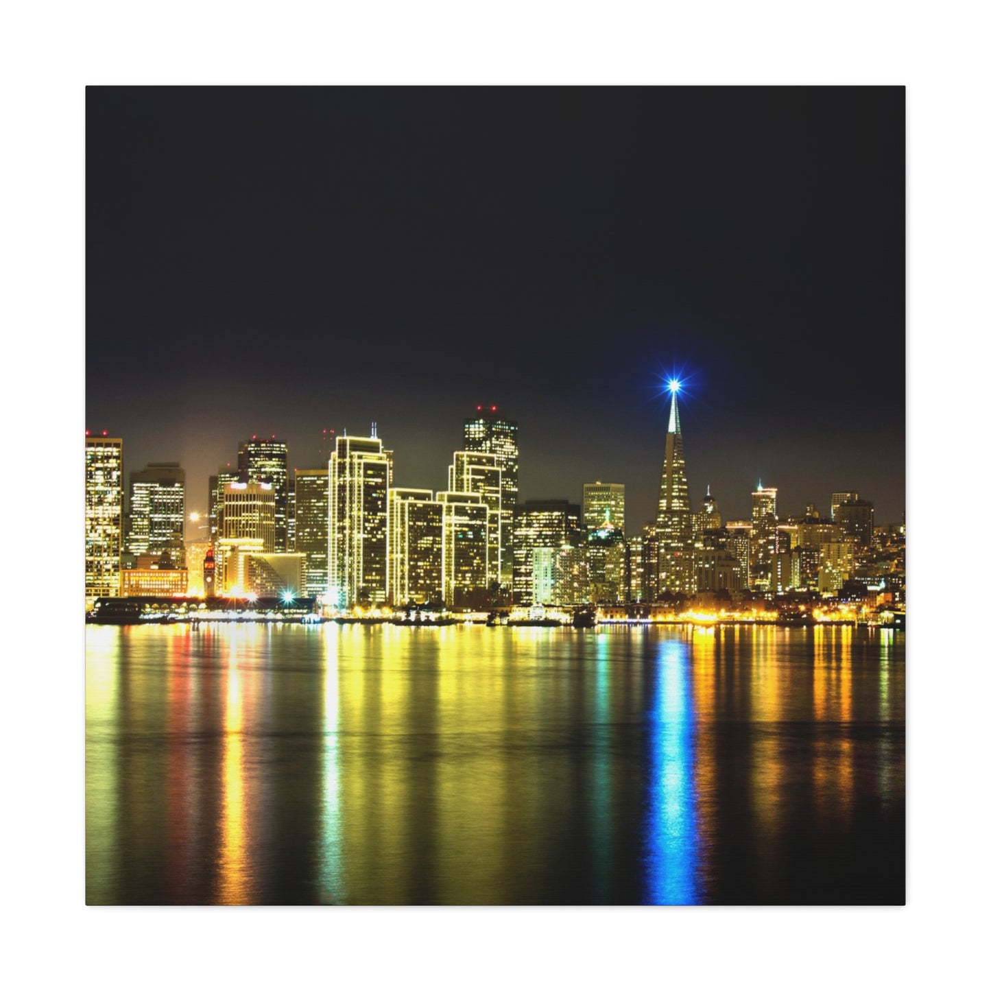 San Francisco Night Skyline Matte Canvas Print — Stretched 1.25"