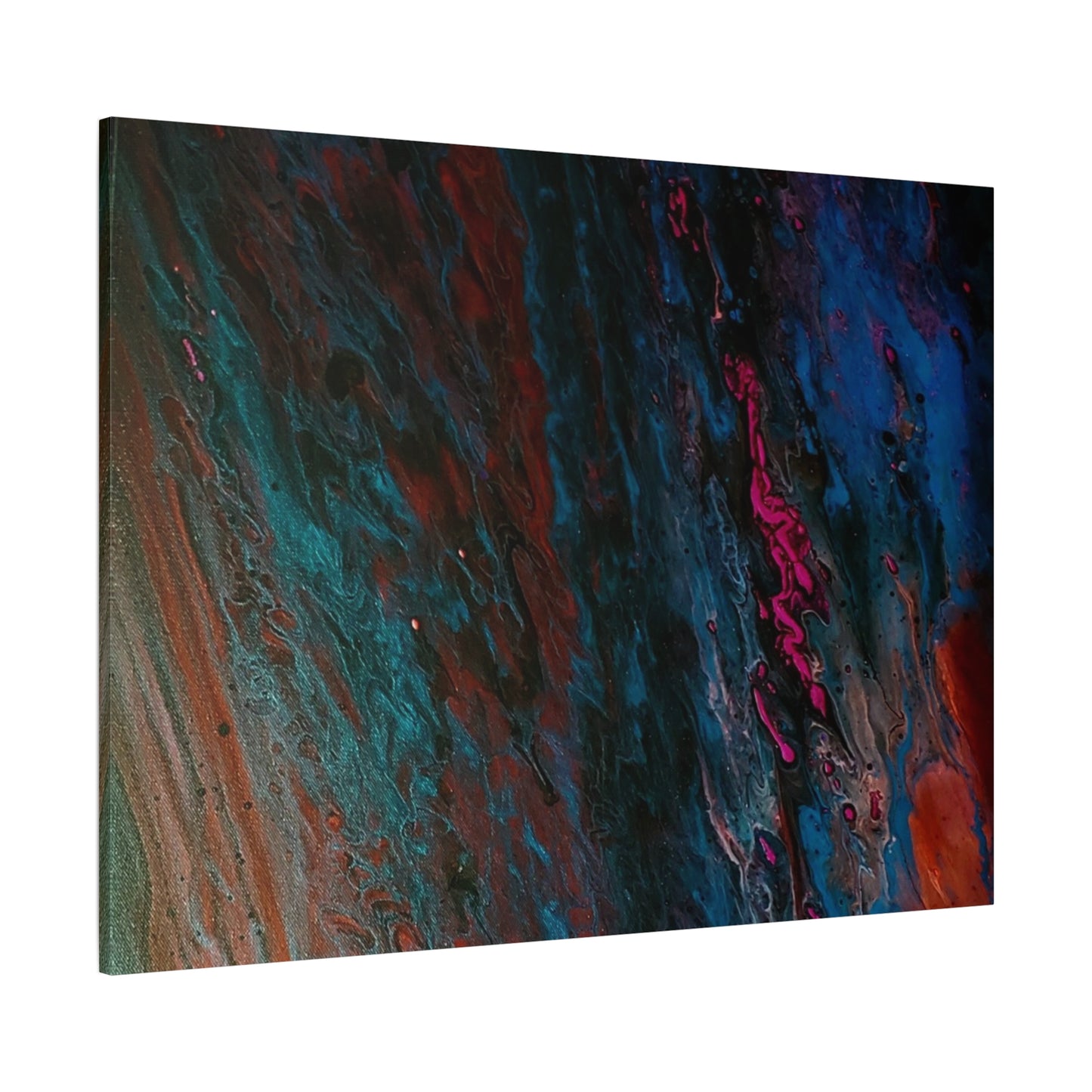 Abstract Fluid Art Canvas Wall Art - Jupiter pour — Vibrant Ocean Night Matte Stretched Canvas