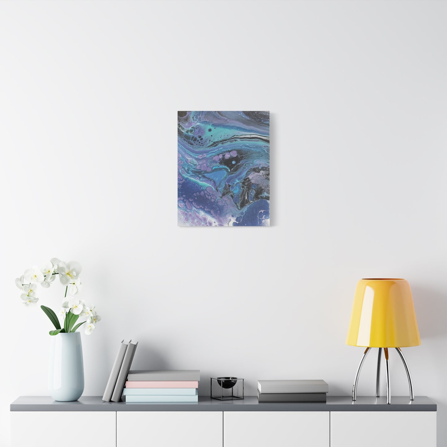 Abstract Ocean Wave Matte Canvas Print — Blue & Purple Fluid Art, Stretched 1.25"