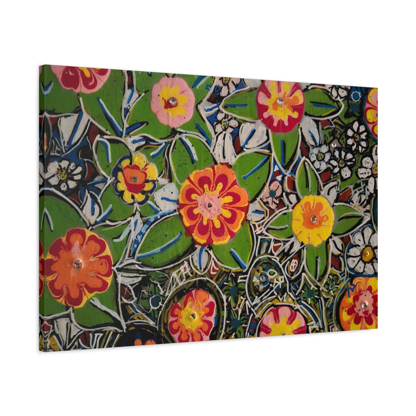 Urban_gardening-04 - Floral Pop Matte Stretched Canvas – Colorful Hand-Painted Garden Wall Art