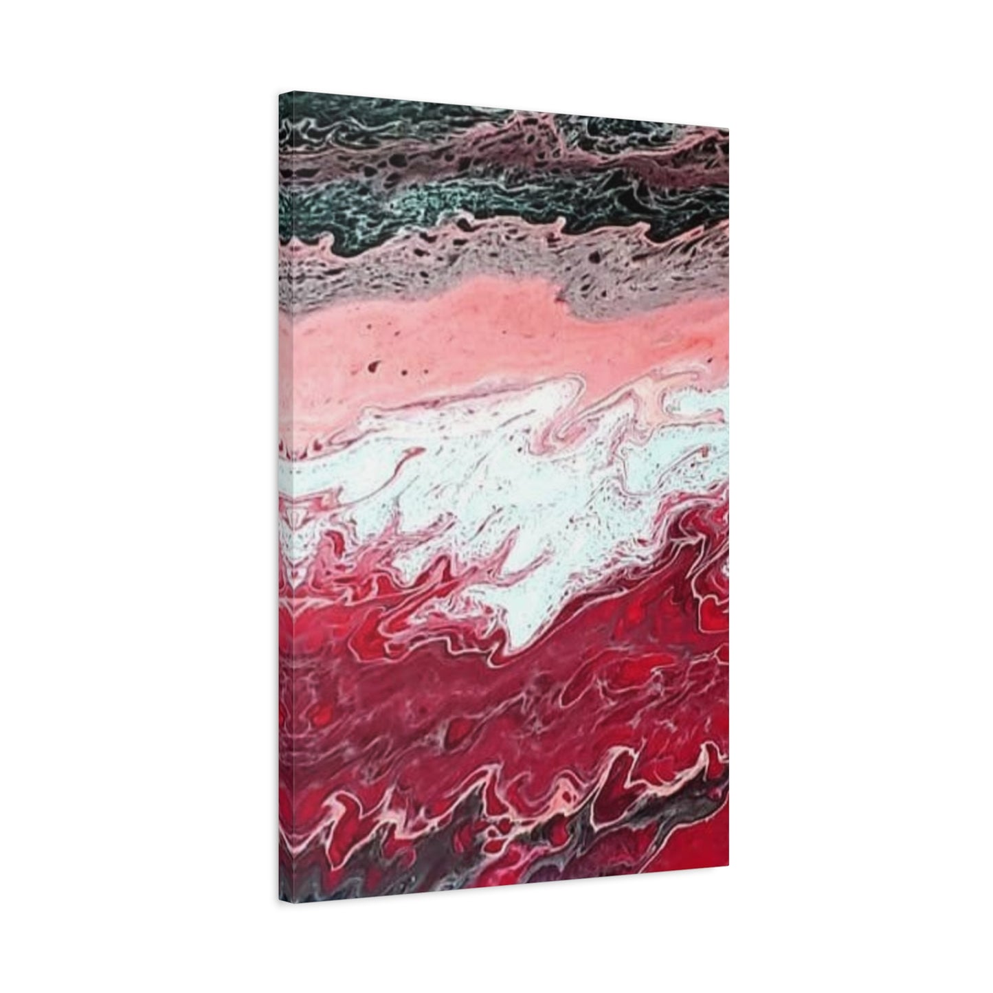 Abstract Pink & Red Fluid Art Canvas — Matte Stretched Wall Art