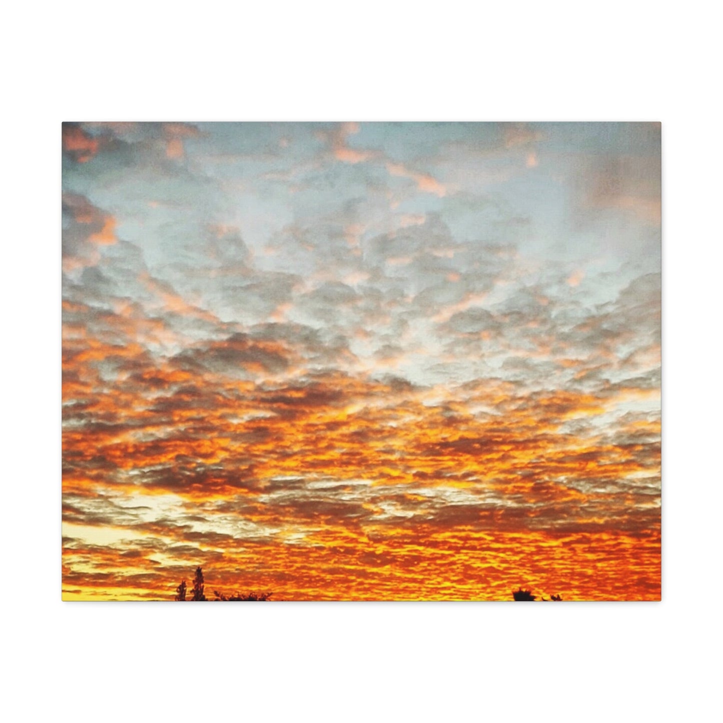 Sunset Sky Canvas Print — Orange Cloudscape Matte Stretched Wall Art