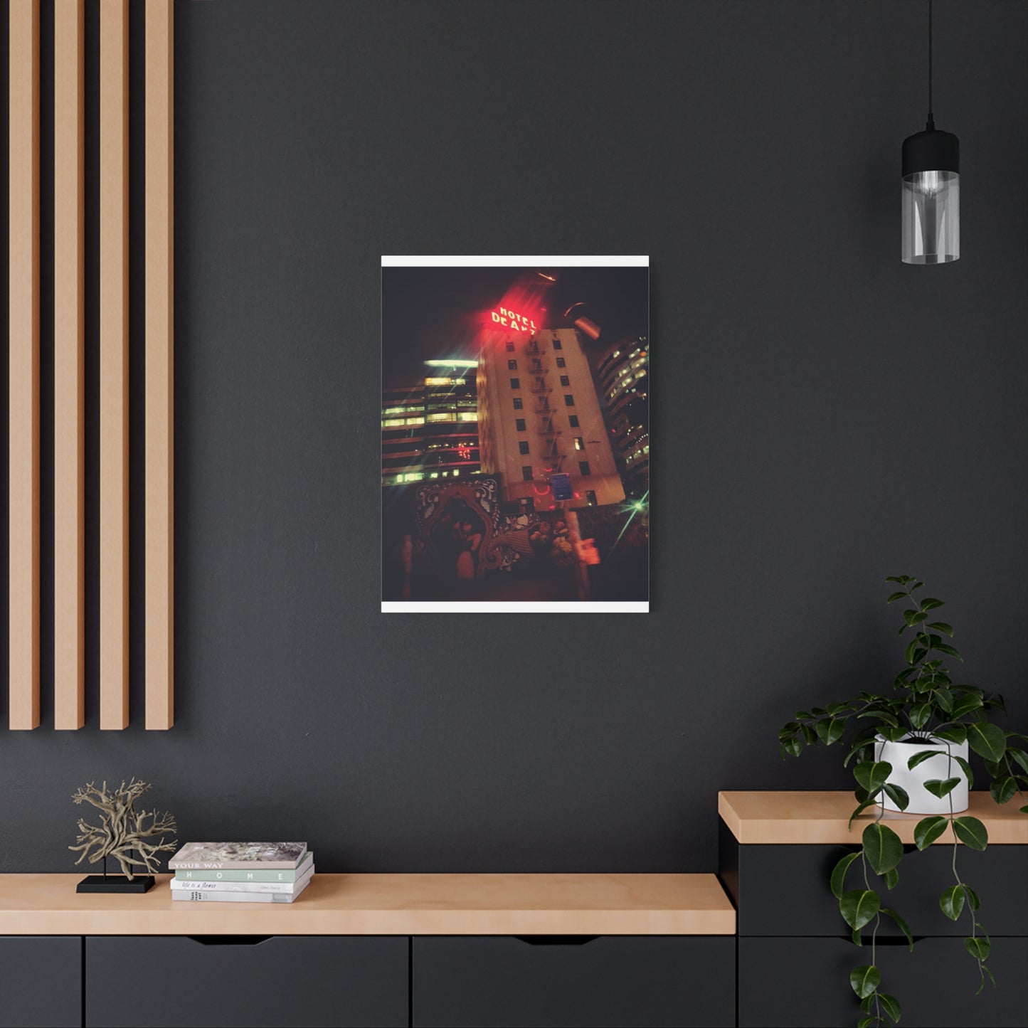 Hotel DeAnza - City Nightscape Canvas Print — Urban Street Art Building Matte Stretched 1.25"