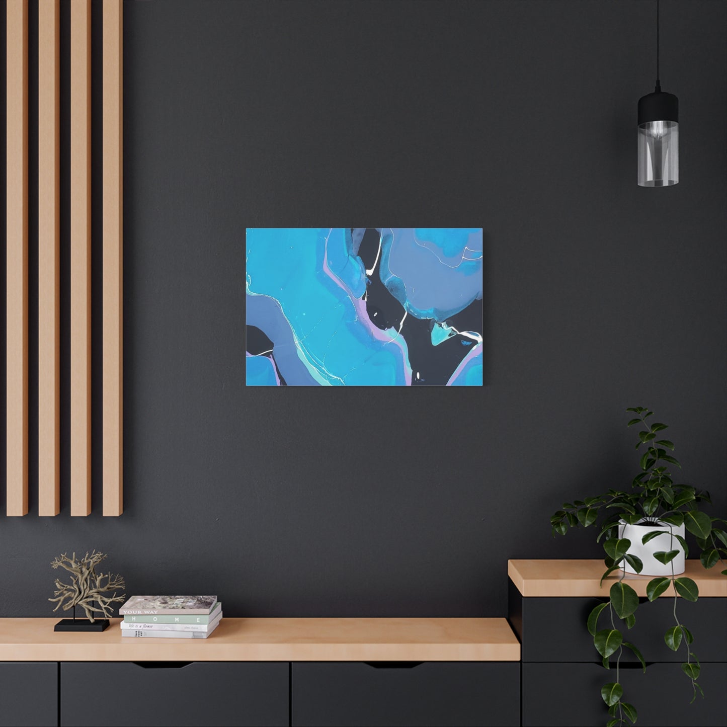 Abstract Blue Fluid Art Canvas Print — Matte Stretched Wall Art 1.25"