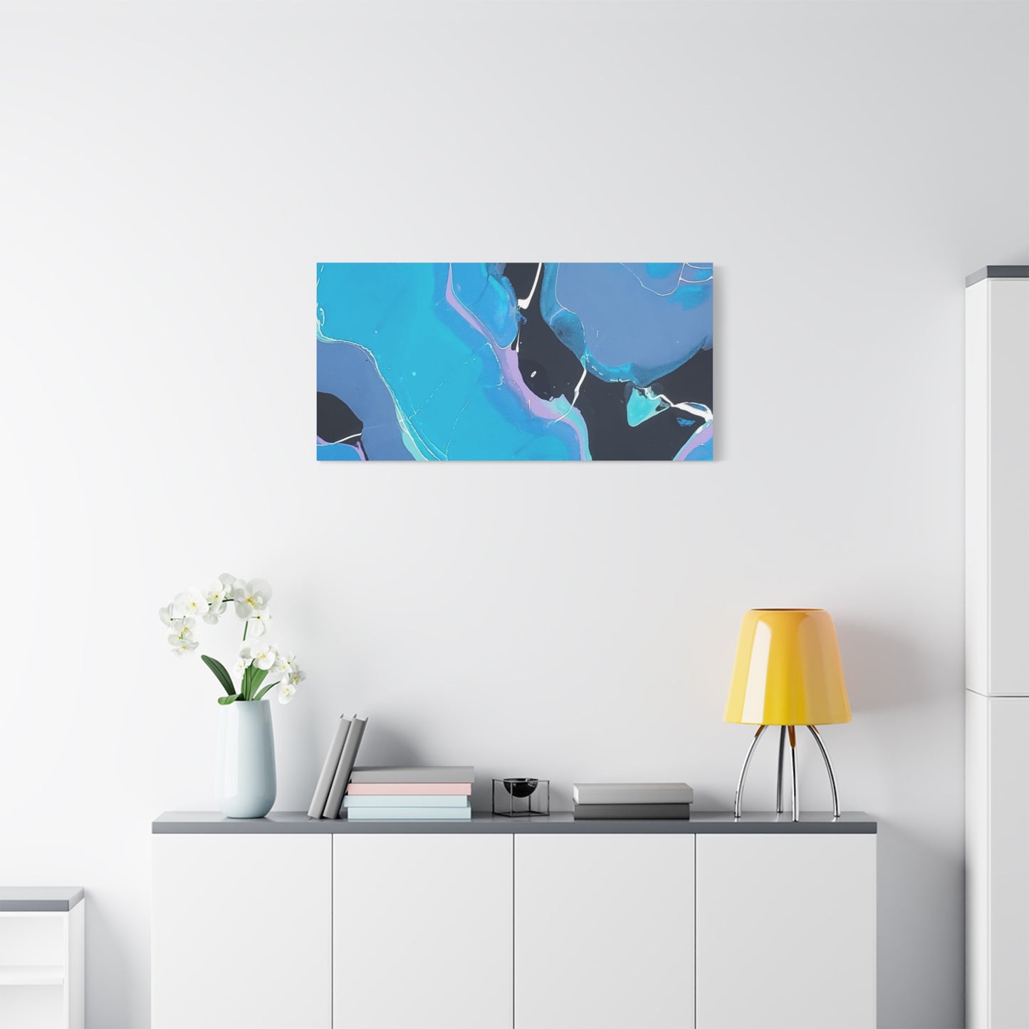 Abstract Blue Fluid Art Canvas Print — Matte Stretched Wall Art 1.25"
