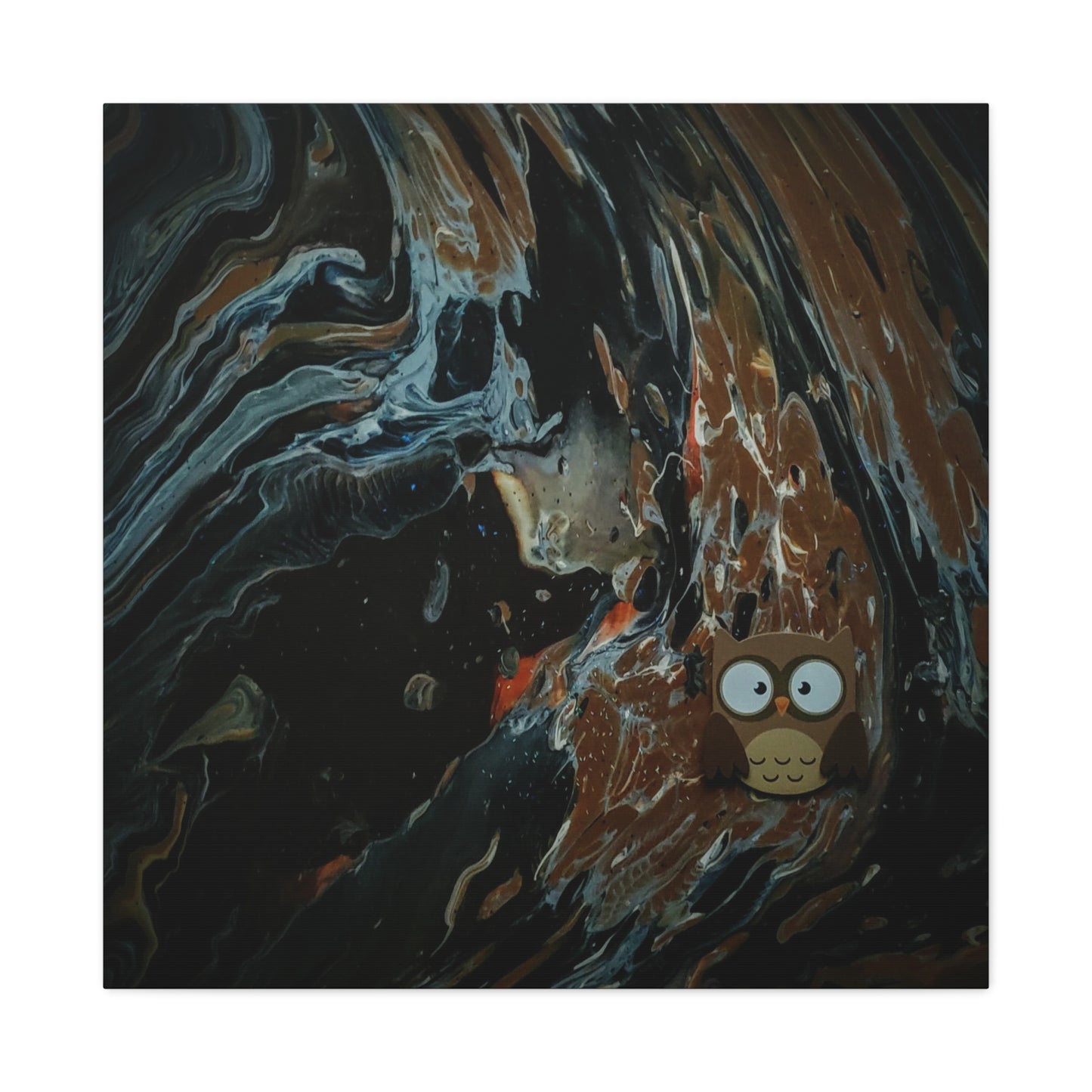 Abstract Swirl Owl Matte Canvas Print