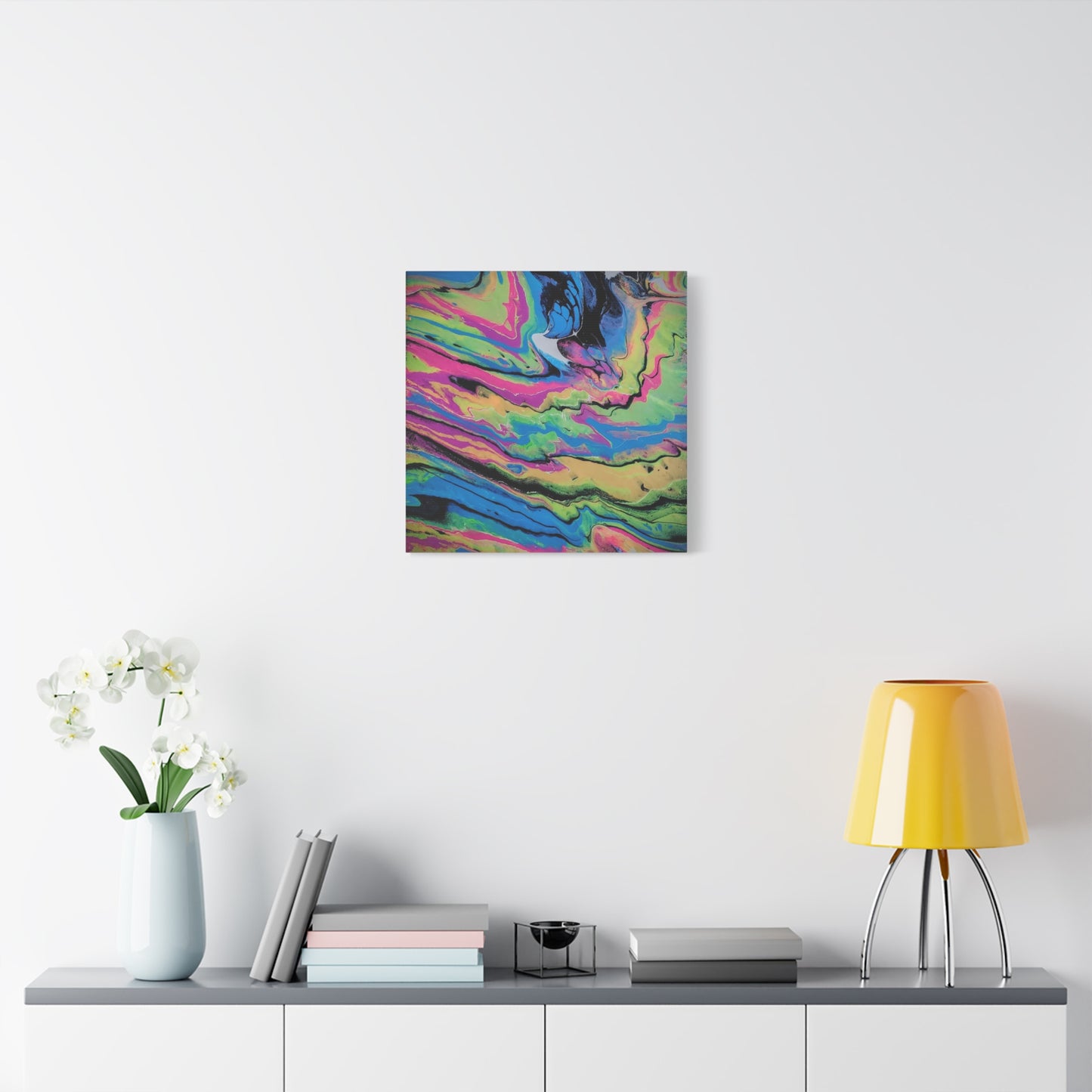 Abstract Neon Fluid Art Canvas Print — Vibrant Psychedelic Wall Decor