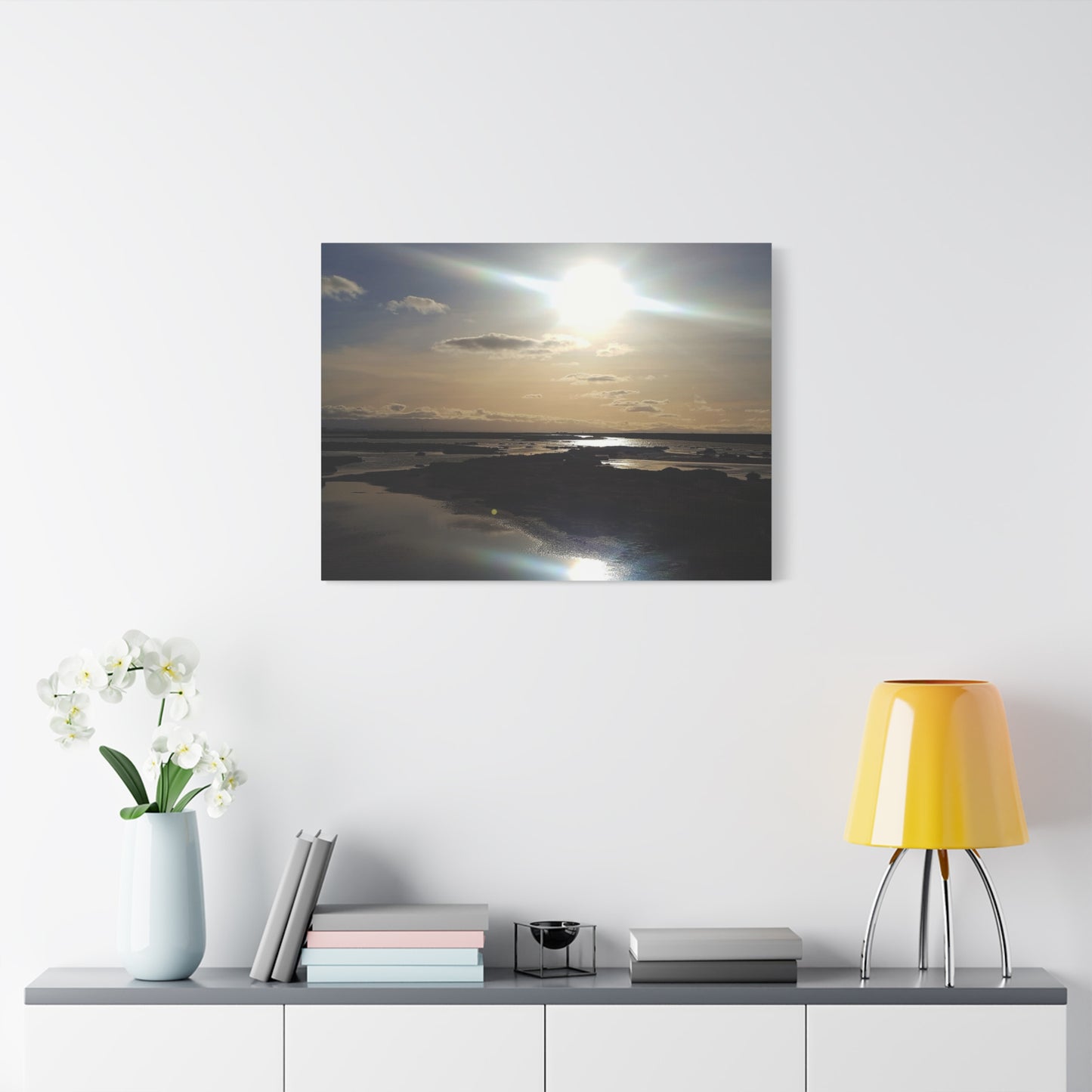 Sunlit Coastal Reflection (don edwards preserve)Canvas Print — Matte Stretched Wall Art