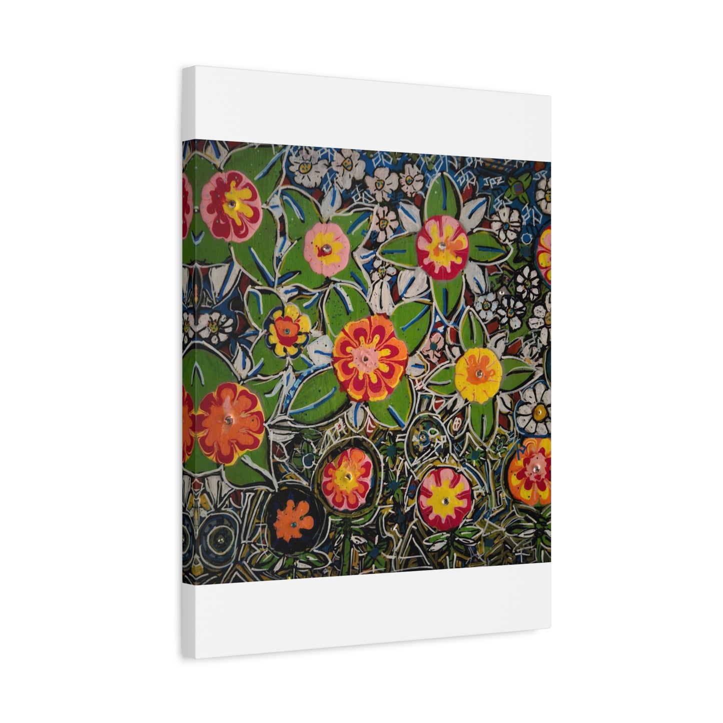 Urban_gardening-04 - Floral Pop Matte Stretched Canvas – Colorful Hand-Painted Garden Wall Art