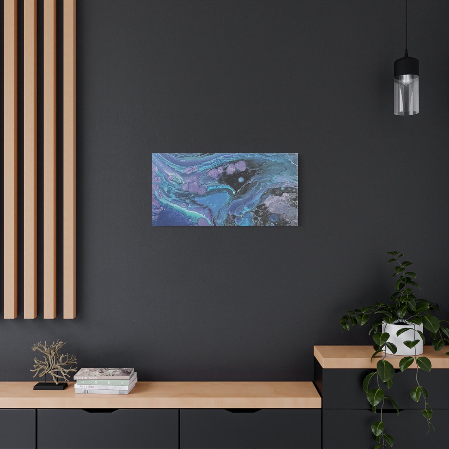 Abstract Ocean Wave Matte Canvas Print — Blue & Purple Fluid Art, Stretched 1.25"