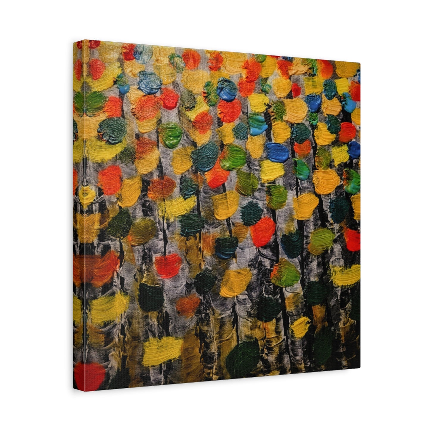 birch trees with color strokes - Abstract Color Bloom Matte Canvas Wall Art — Stretched 1.25"