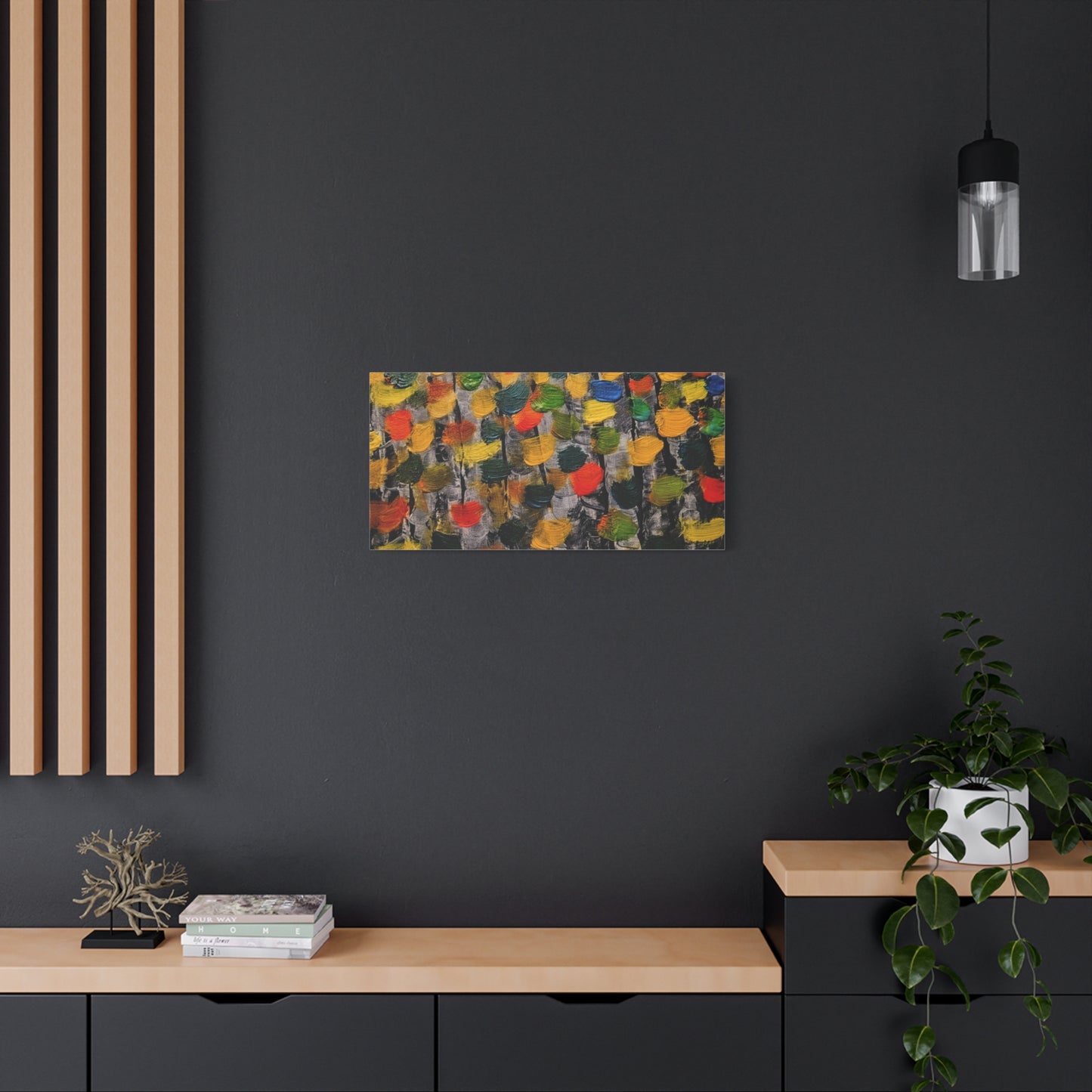 birch trees with color strokes - Abstract Color Bloom Matte Canvas Wall Art — Stretched 1.25"