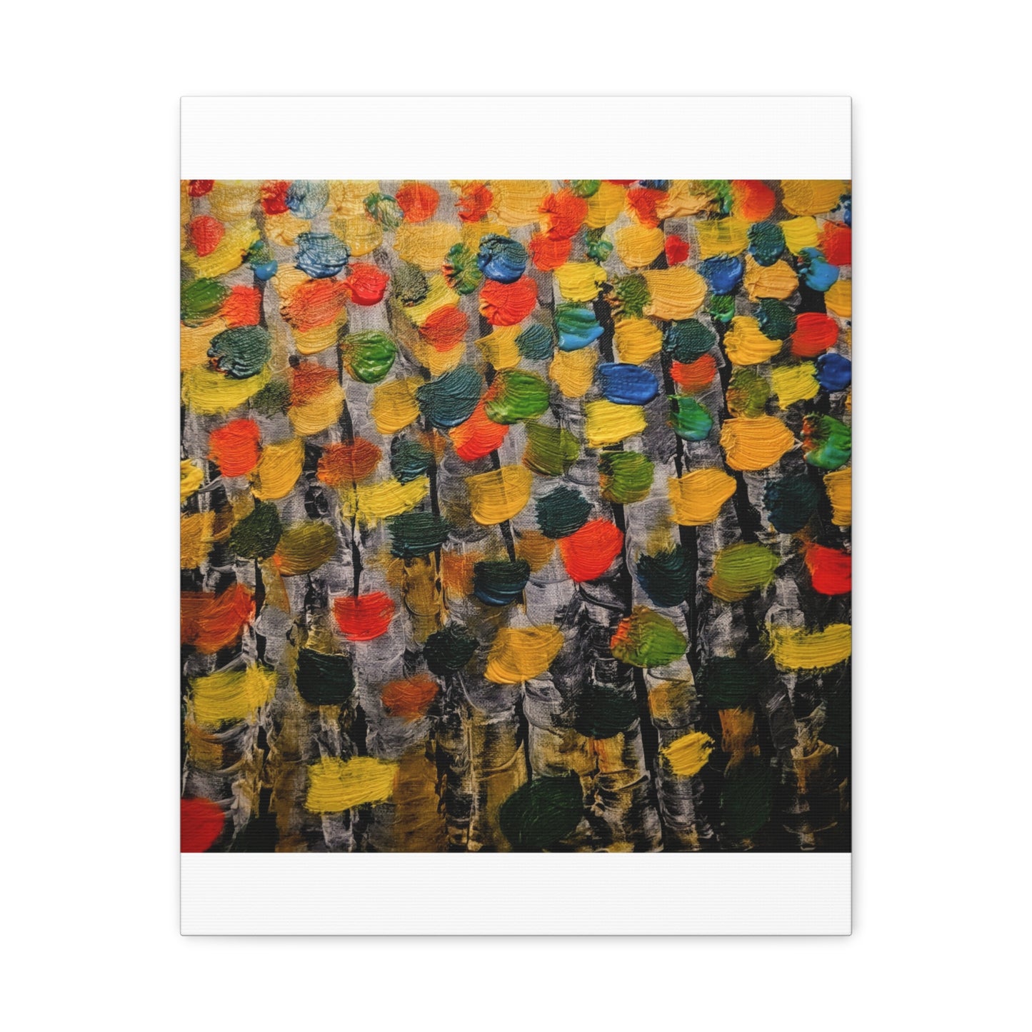 birch trees with color strokes - Abstract Color Bloom Matte Canvas Wall Art — Stretched 1.25"