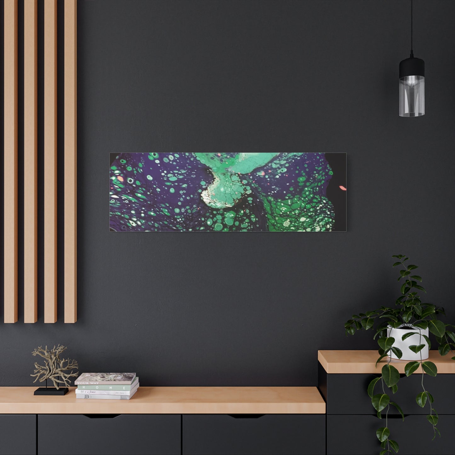 Abstract Green & Teal Fluid Art Canvas Print - Matte Stretched Wall Art