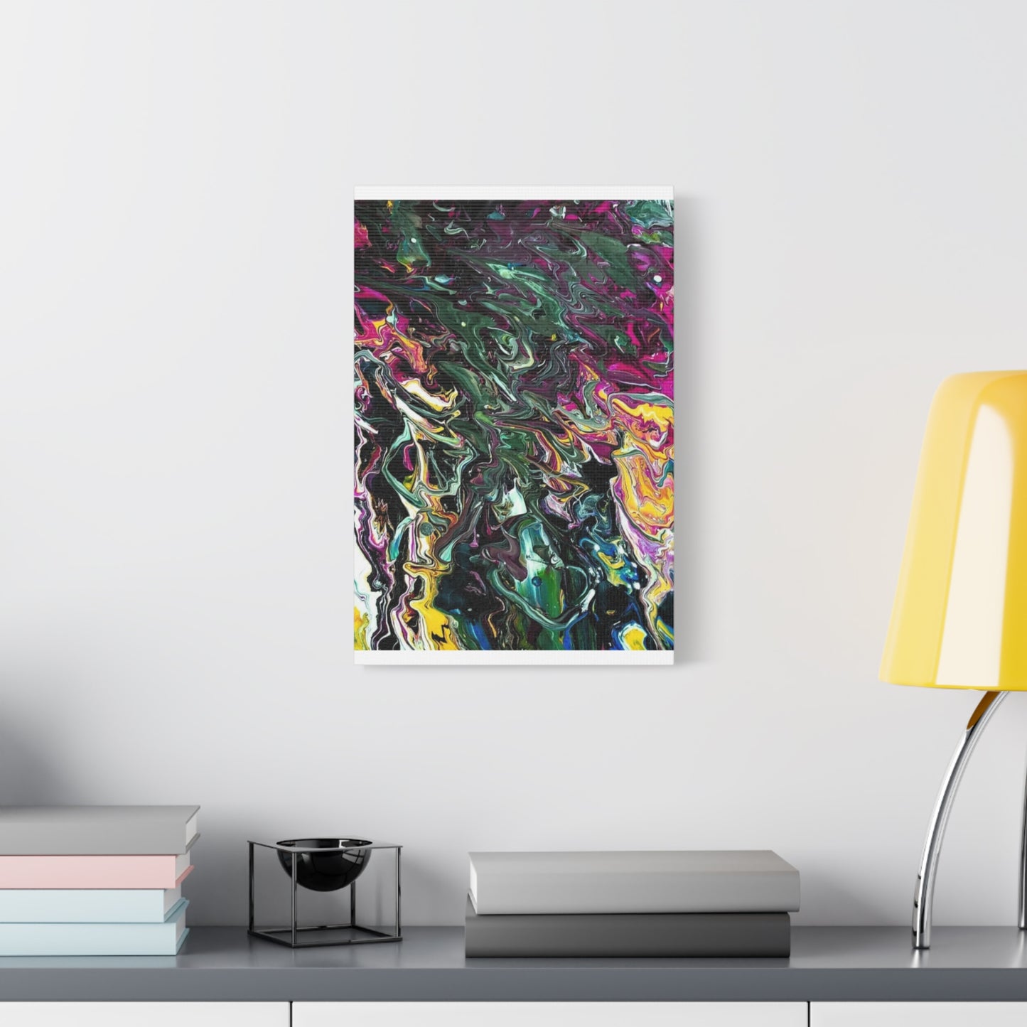 chaos in the garden - Abstract Fluid Art Matte Canvas Print - Colorful Swirl Wall Art