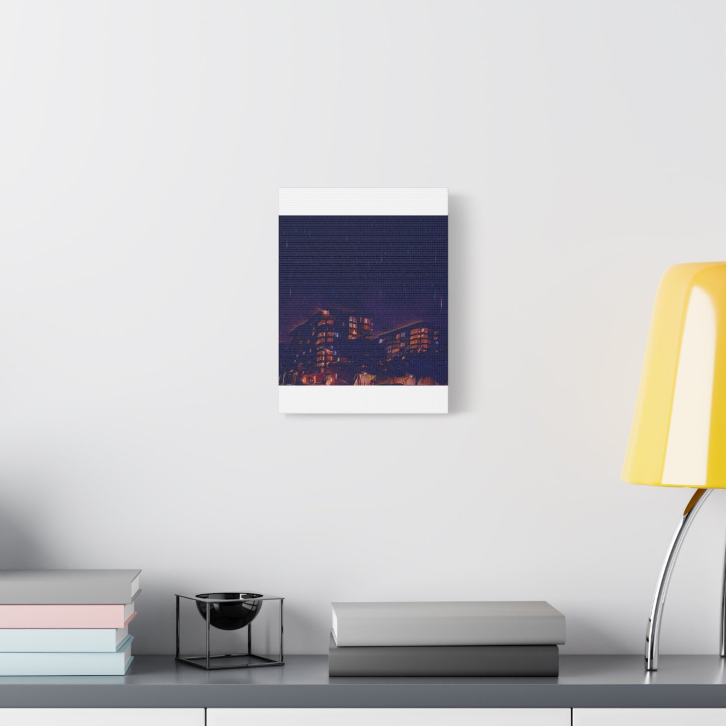 Neon Percipitation @ night - Canvas Print — Moody Urban Wall Art
