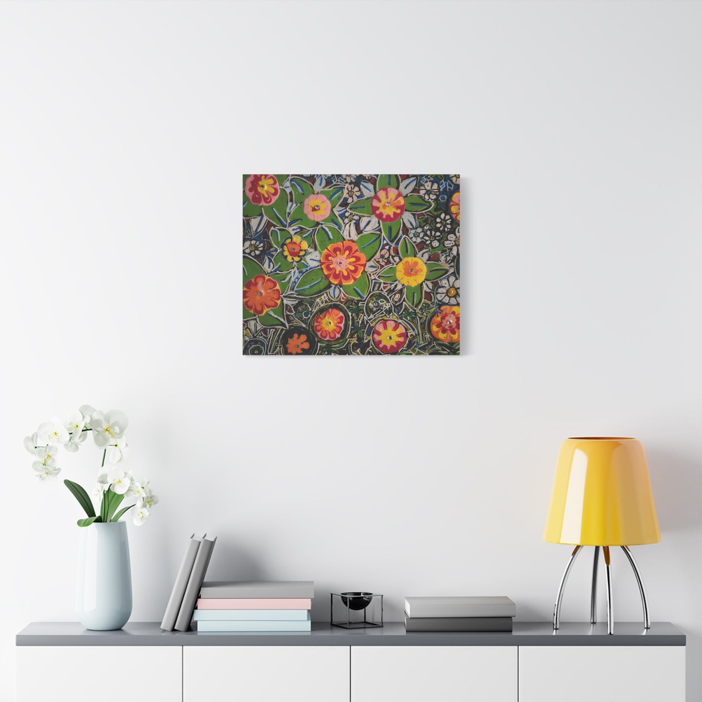 Urban_gardening-04 - Floral Pop Matte Stretched Canvas – Colorful Hand-Painted Garden Wall Art