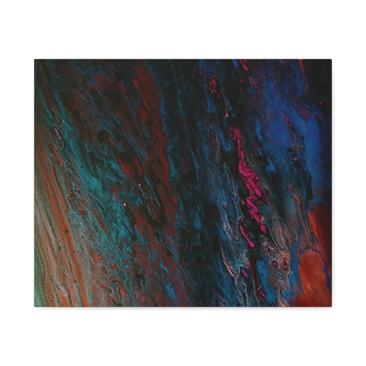 Abstract Fluid Art Canvas Wall Art - Jupiter pour — Vibrant Ocean Night Matte Stretched Canvas