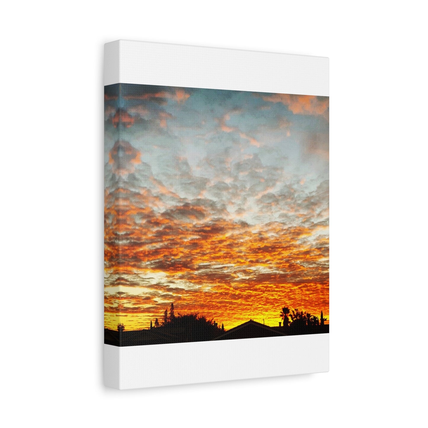 Sunset Sky Canvas Print — Orange Cloudscape Matte Stretched Wall Art