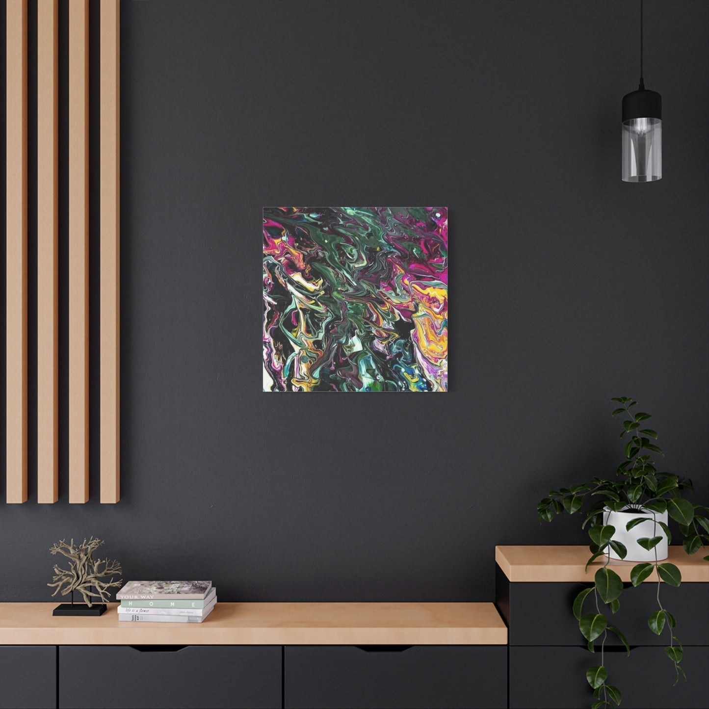 chaos in the garden - Abstract Fluid Art Matte Canvas Print - Colorful Swirl Wall Art