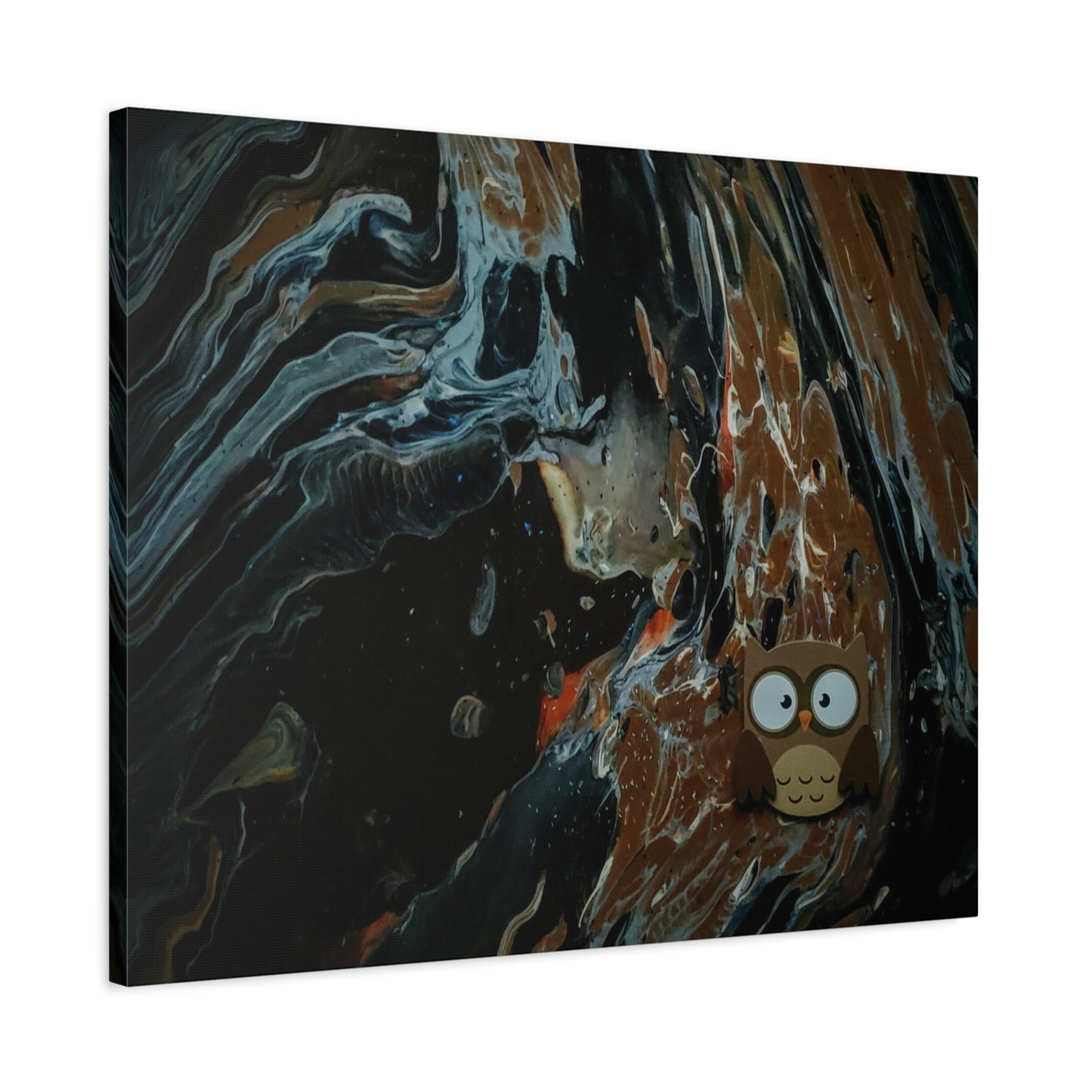Abstract Swirl Owl Matte Canvas Print