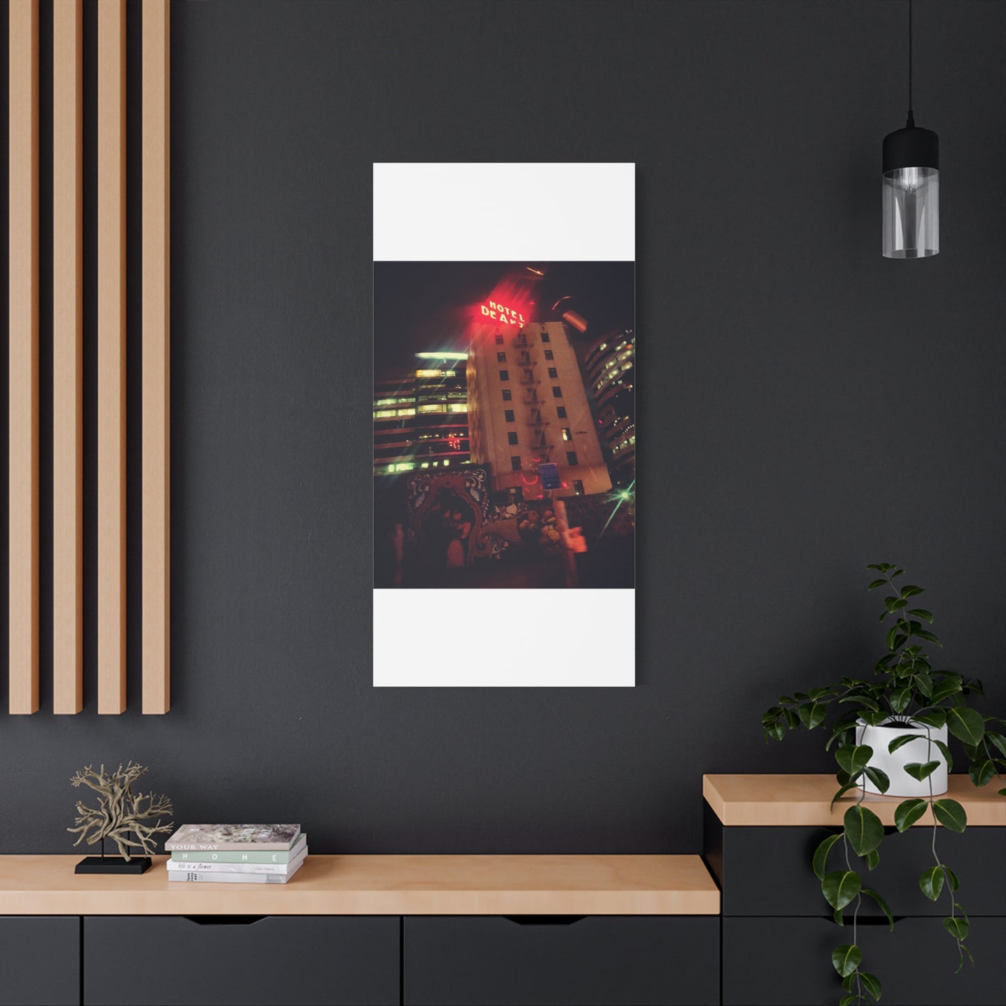 Hotel DeAnza - City Nightscape Canvas Print — Urban Street Art Building Matte Stretched 1.25"