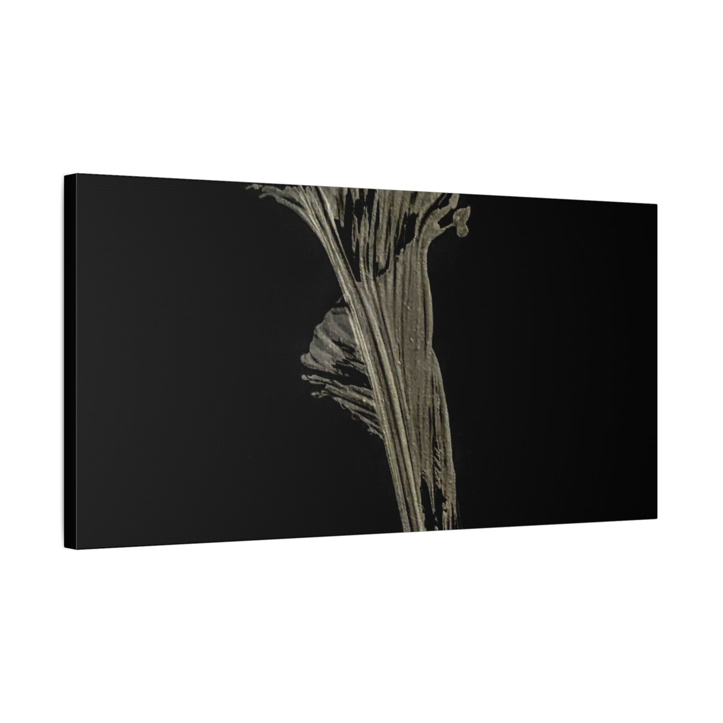 Calla Lilly - Minimalist Botanical Canvas Print — Monochrome Flower Art on Black Matte