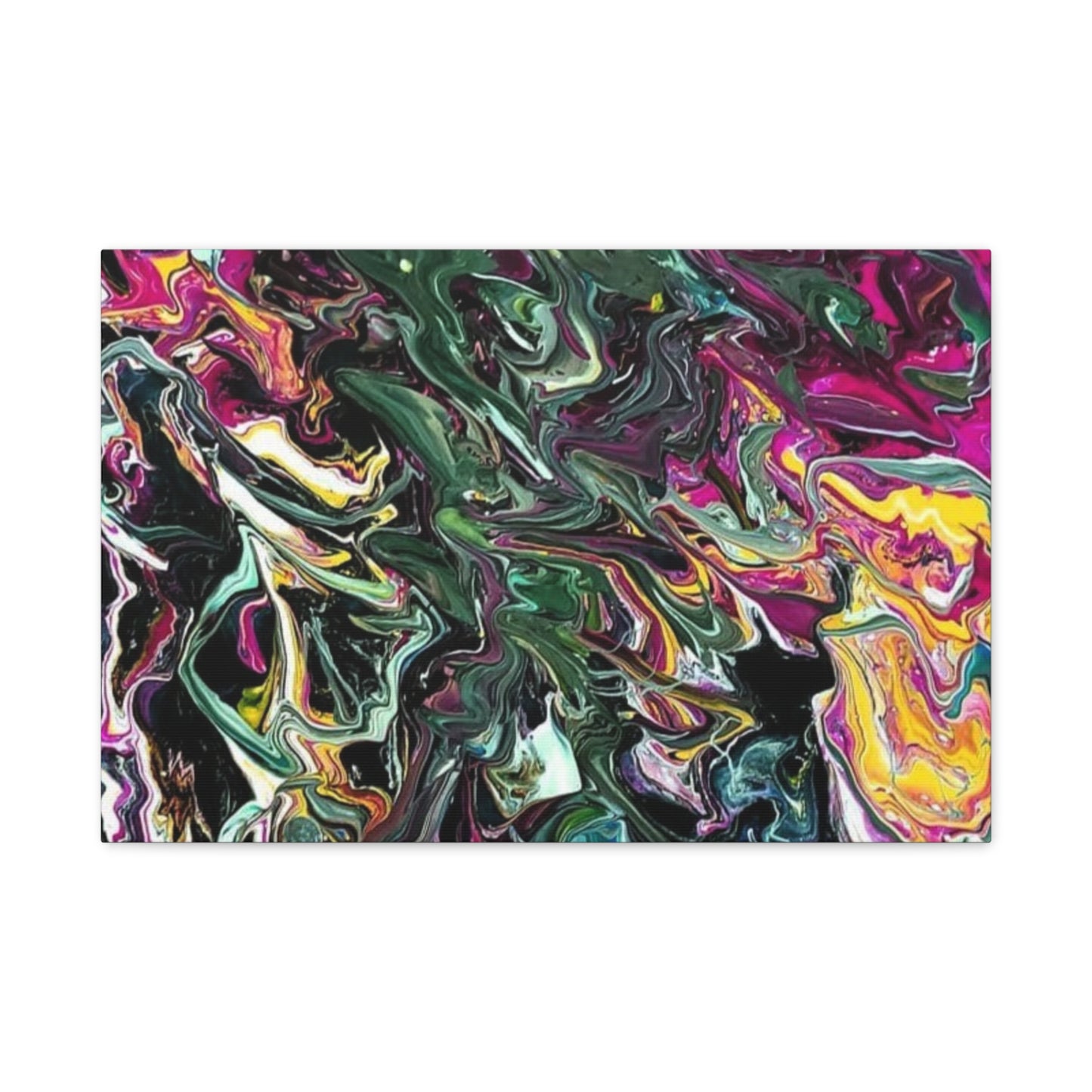 chaos in the garden - Abstract Fluid Art Matte Canvas Print - Colorful Swirl Wall Art