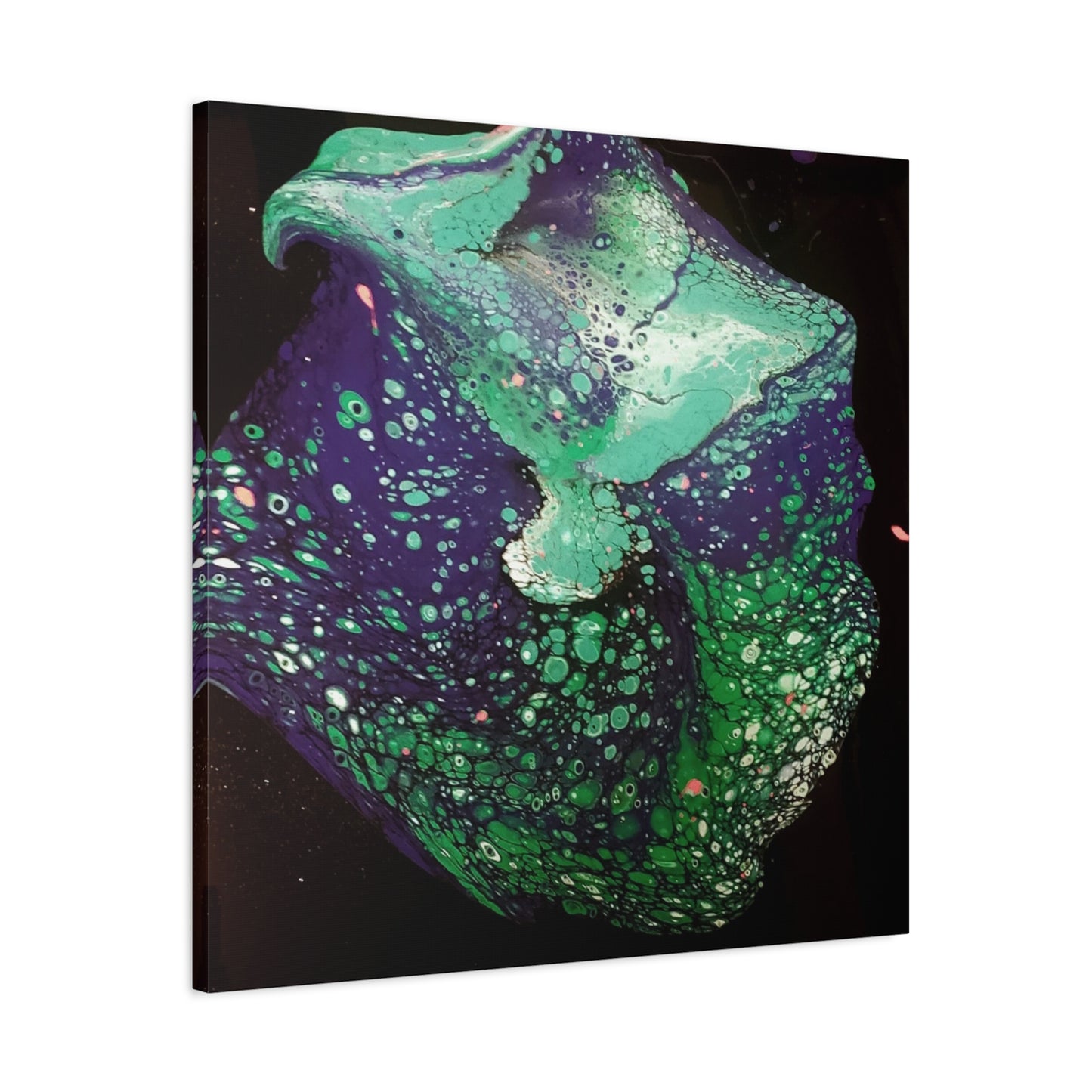 Abstract Green & Teal Fluid Art Canvas Print - Matte Stretched Wall Art