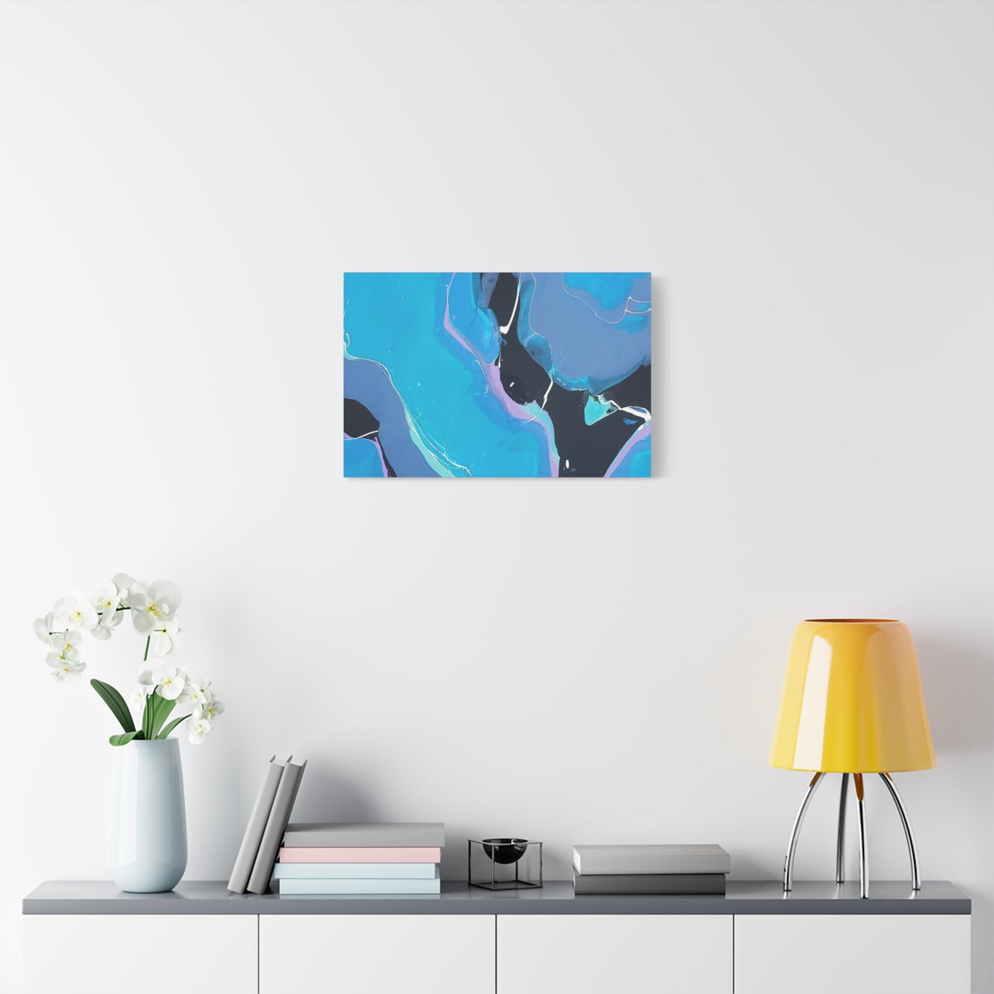 Abstract Blue Fluid Art Canvas Print — Matte Stretched Wall Art 1.25"