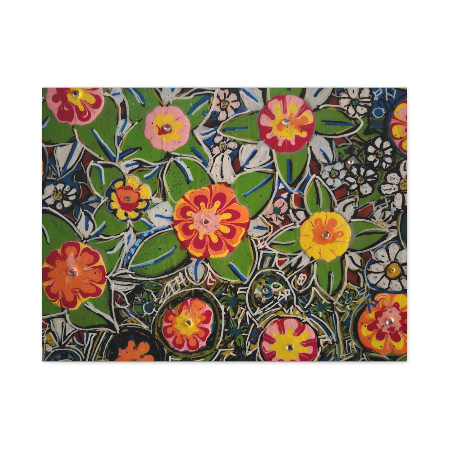 Urban_gardening-04 - Floral Pop Matte Stretched Canvas – Colorful Hand-Painted Garden Wall Art