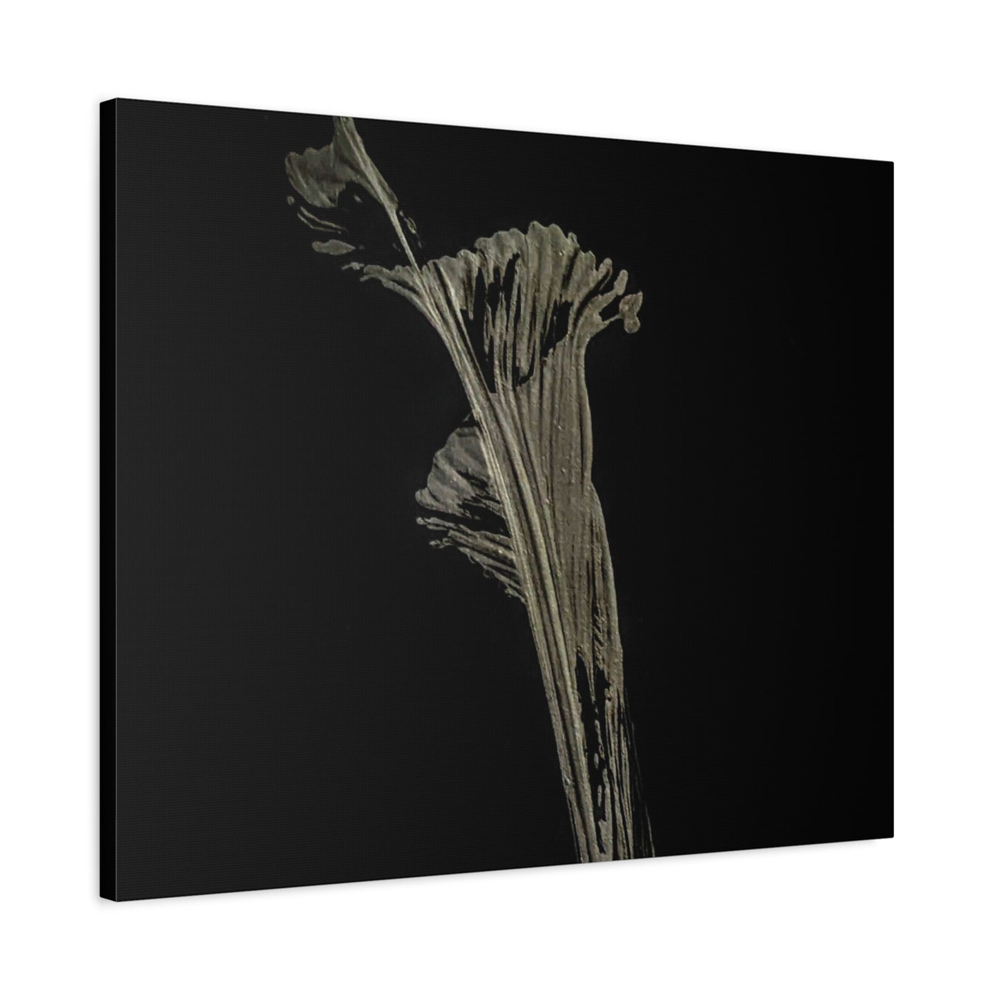 Calla Lilly - Minimalist Botanical Canvas Print — Monochrome Flower Art on Black Matte