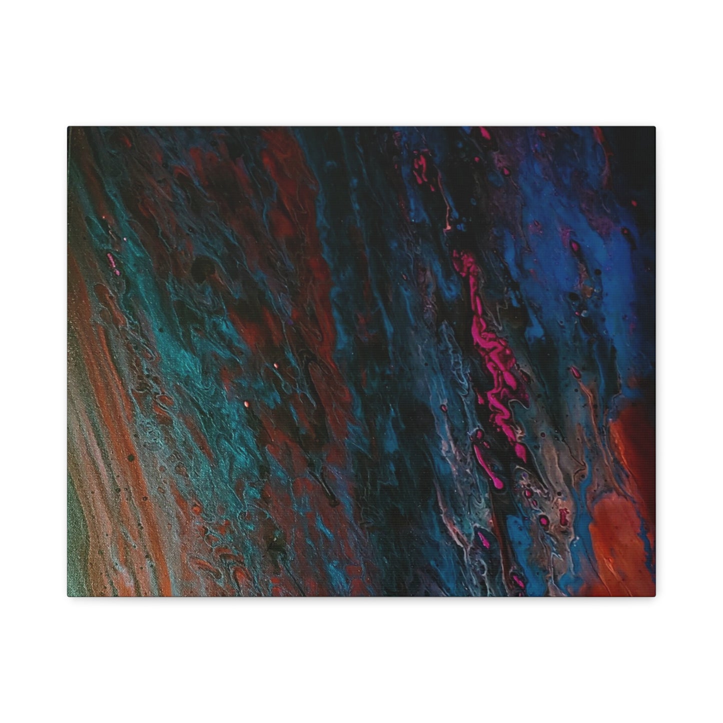 Abstract Fluid Art Canvas Wall Art - Jupiter pour — Vibrant Ocean Night Matte Stretched Canvas