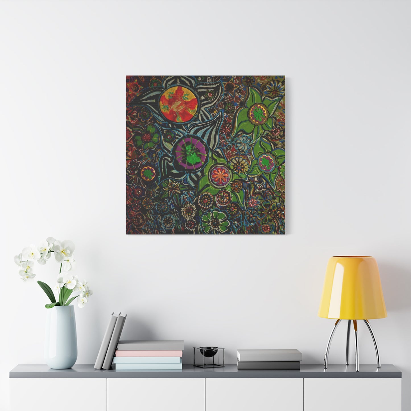 Urban_gardening-03 - Psychedelic Floral Canvas Print — Vibrant Abstract Garden Wall Art