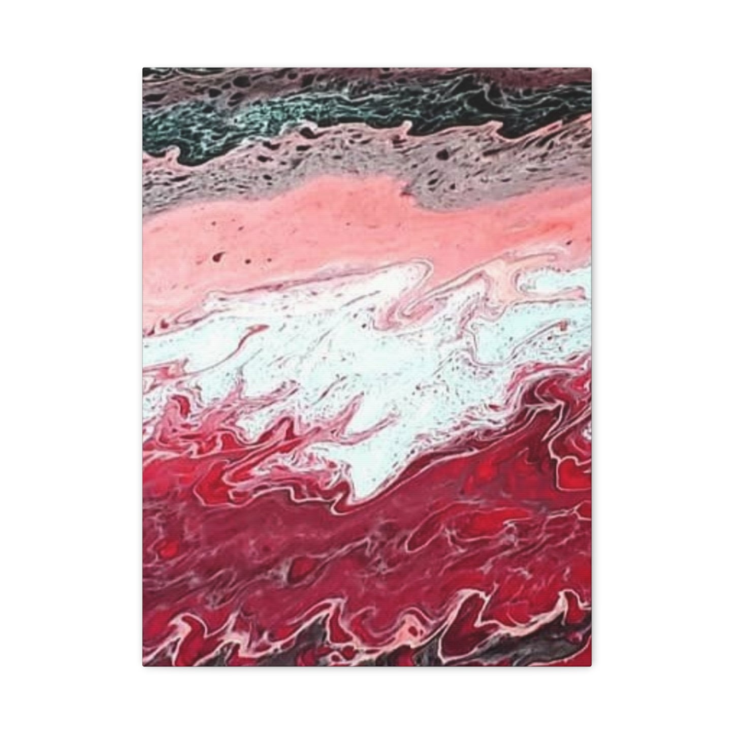 Abstract Pink & Red Fluid Art Canvas — Matte Stretched Wall Art