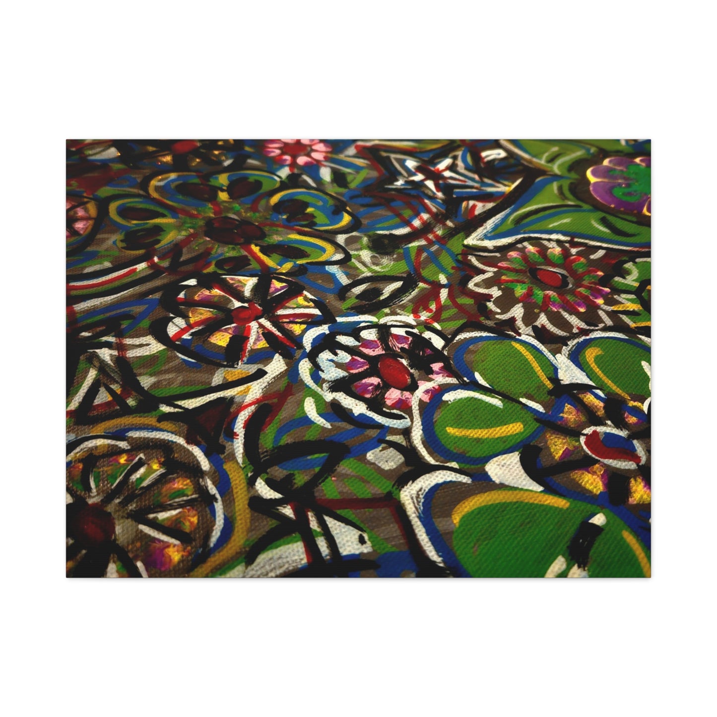 Urban_Gardening - Abstract Floral Canvas Print — Colorful Street-Art Style Stretched Wall Art