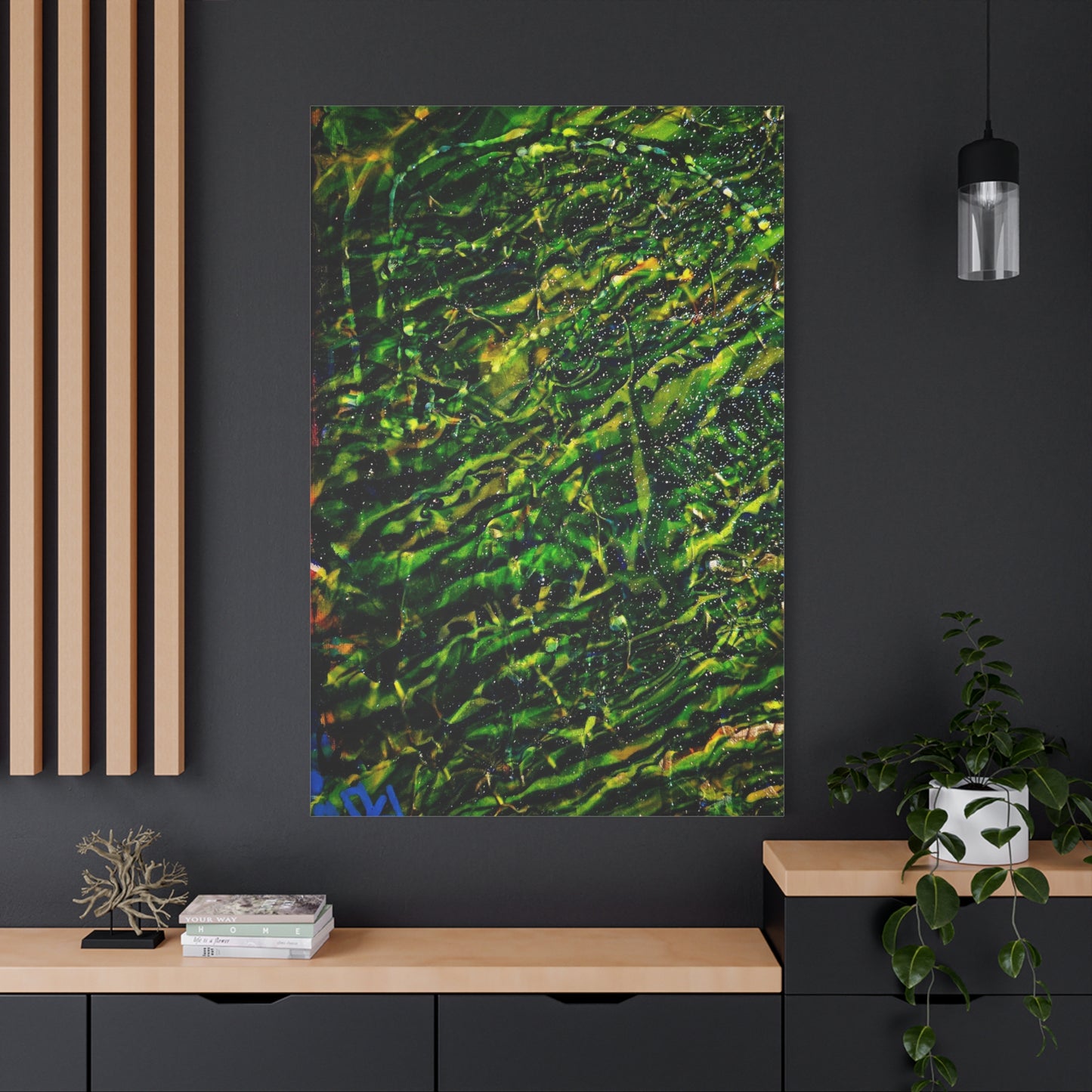 Confessions - Abstract Green Texture Canvas - Matte Stretched Wall Art