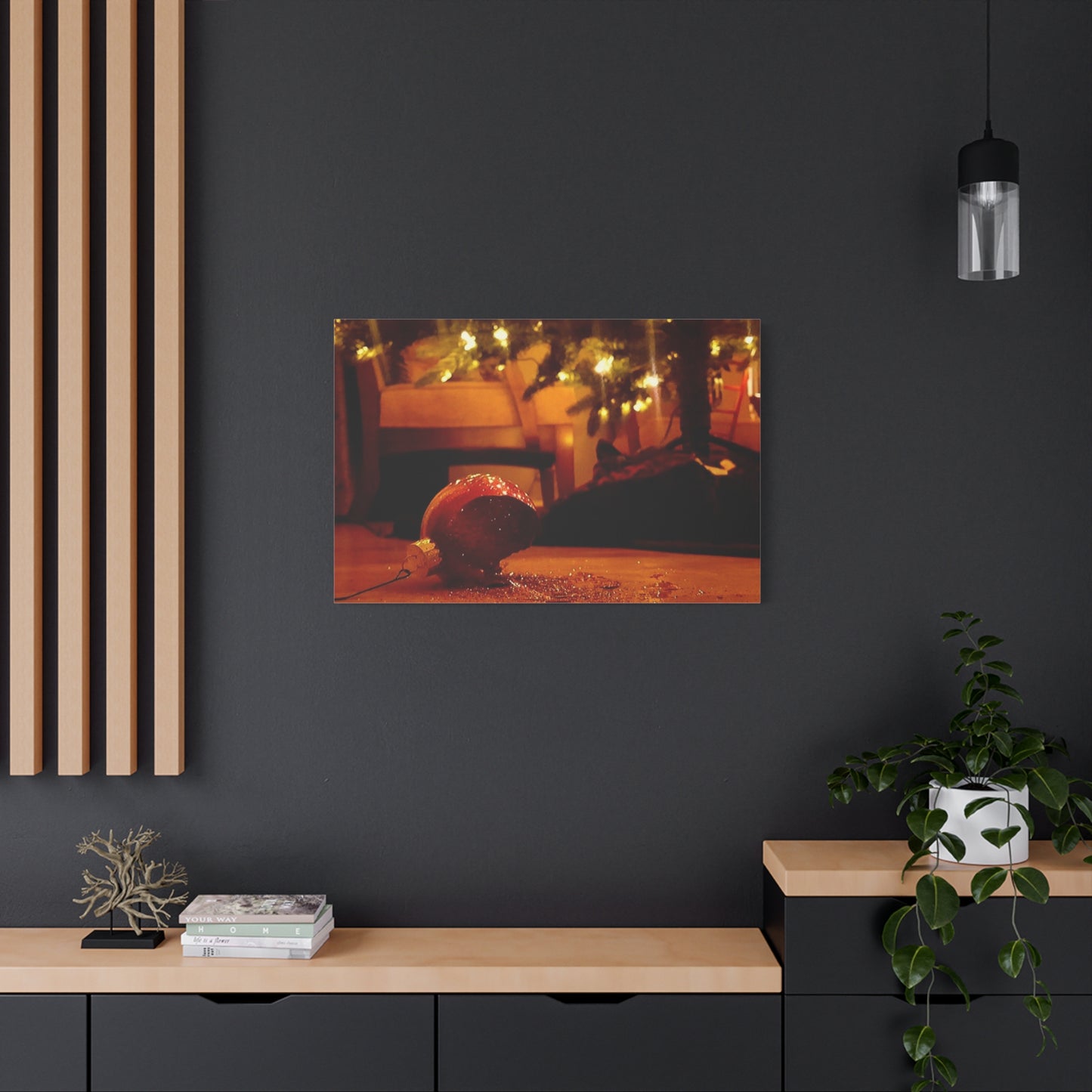 Christmas Tree Ornament Photo Canvas – Cozy Holiday Still Life Wall Art