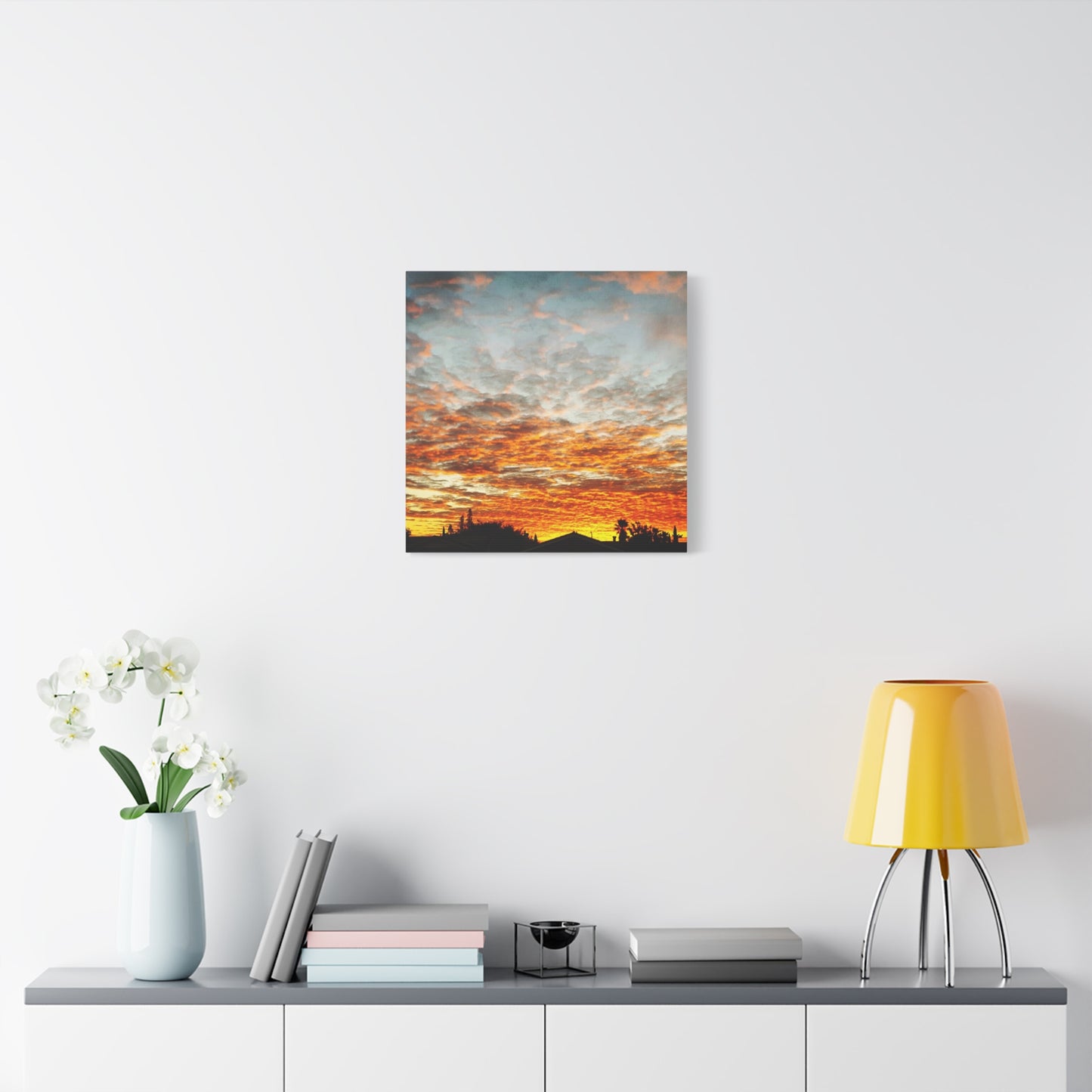 Sunset Sky Canvas Print — Orange Cloudscape Matte Stretched Wall Art