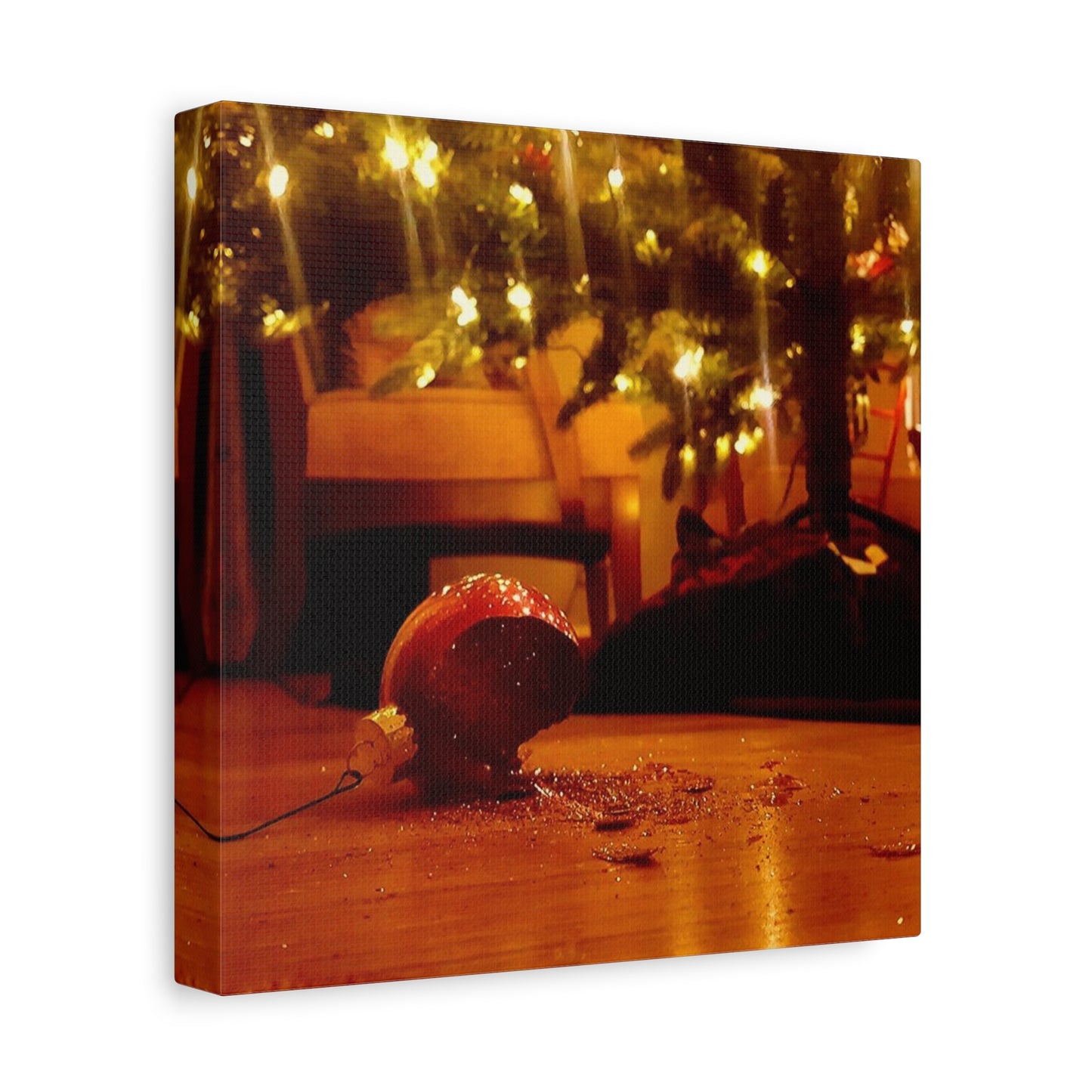 Christmas Tree Ornament Photo Canvas – Cozy Holiday Still Life Wall Art