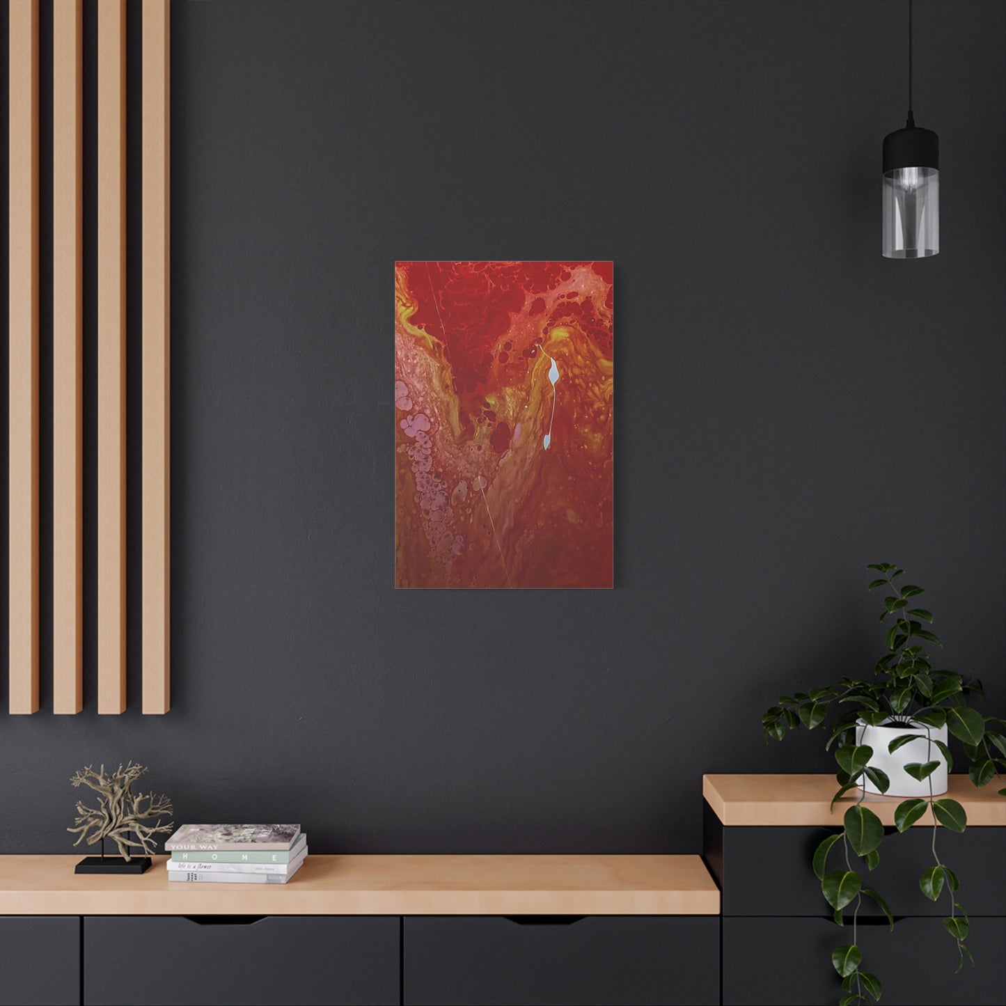Abstract Red Fluid Art Canvas Print — Matte Stretched Wall Art