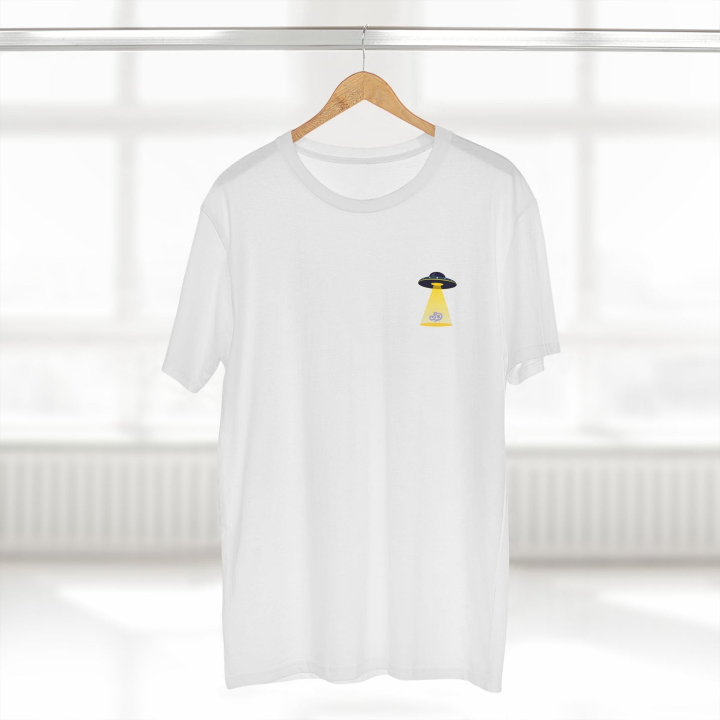 UFO Chest Pocket Tee — Retro Rocket Back Graphic Shirt