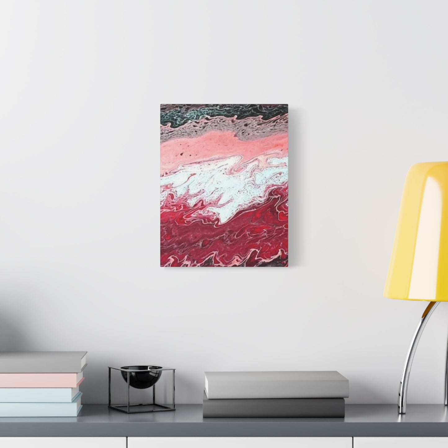 Abstract Pink & Red Fluid Art Canvas — Matte Stretched Wall Art