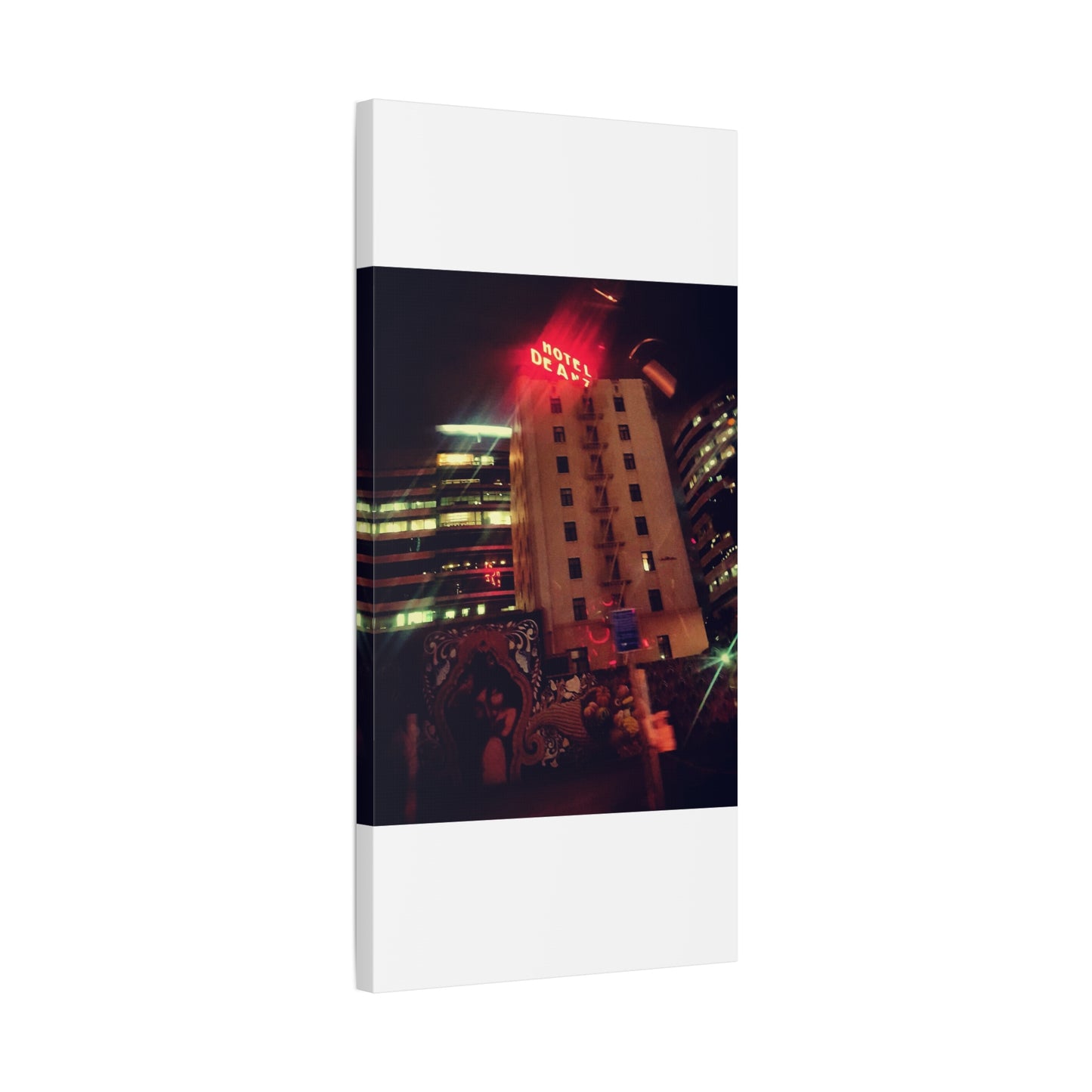 Hotel DeAnza - City Nightscape Canvas Print — Urban Street Art Building Matte Stretched 1.25"