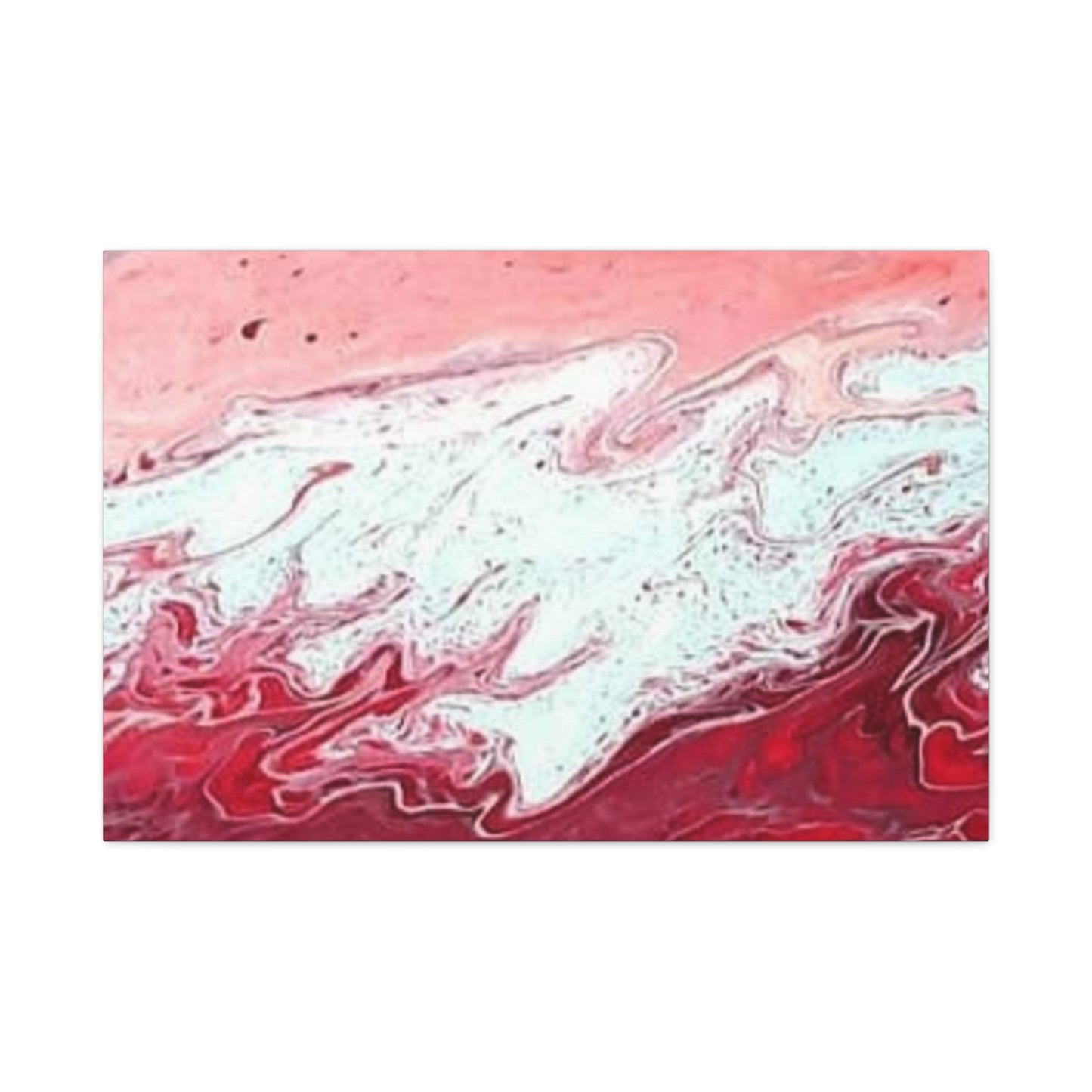 Abstract Pink & Red Fluid Art Canvas — Matte Stretched Wall Art