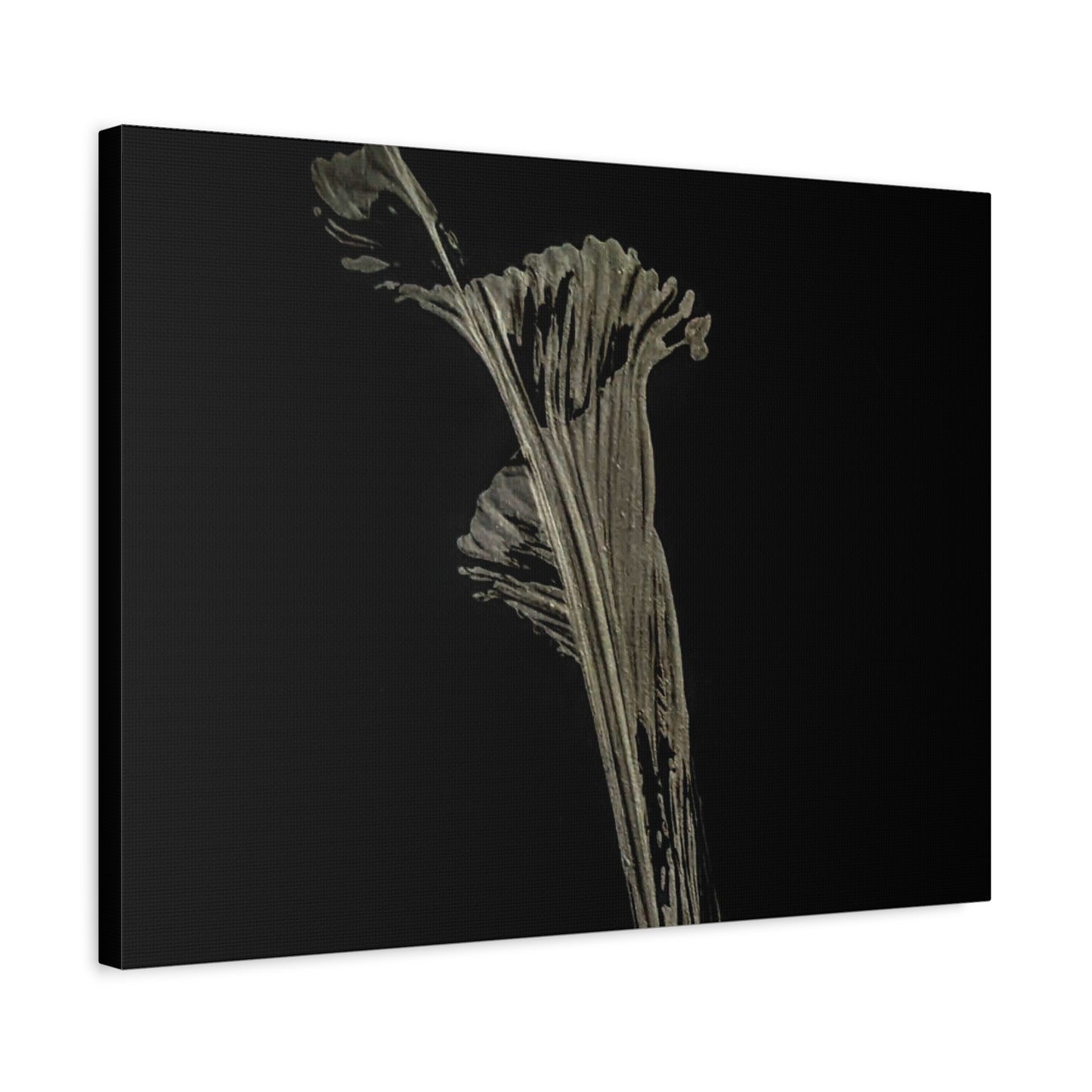 Calla Lilly - Minimalist Botanical Canvas Print — Monochrome Flower Art on Black Matte