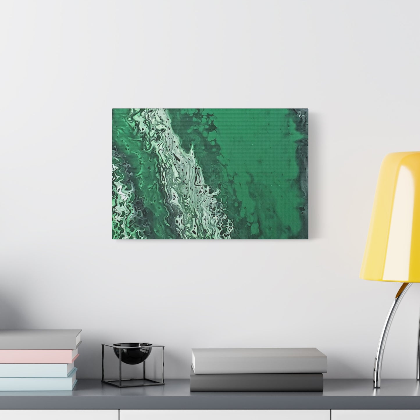 Emerald Wave Abstract Canvas Print — Matte Stretched Wall Art